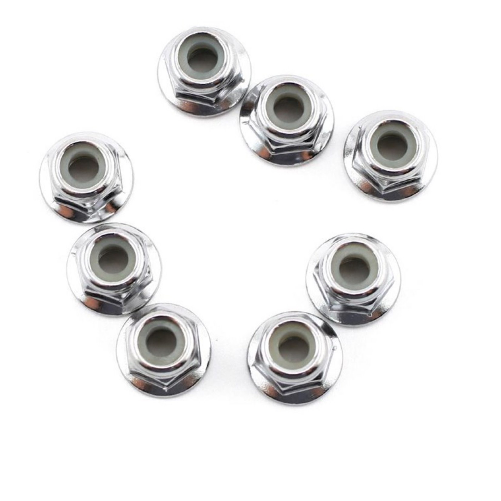 Traxxas #3647 Traxxas 4mm Steel Flanged Serrated Nylon Locknut (8)
