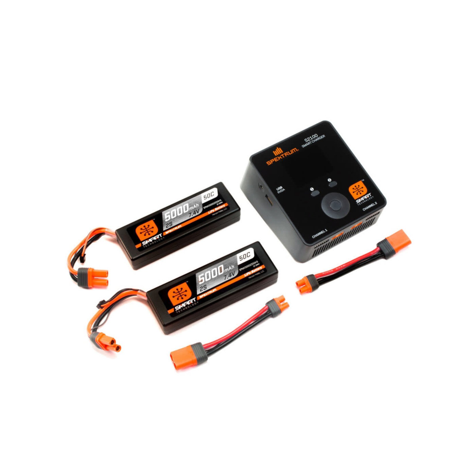 Spektrum Spektrum RC Smart PowerStage 4S Bundle w/Two 2S Smart LiPo Hard Case Batteries (5000mAh) #SPMXPS4