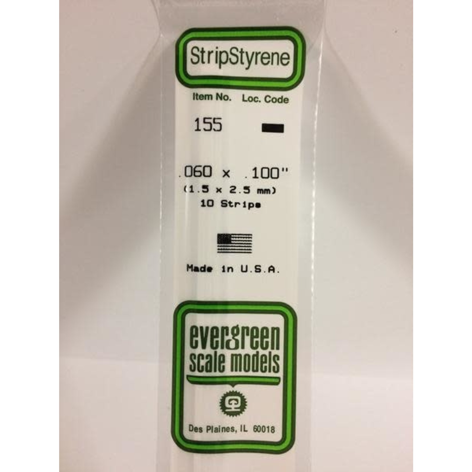 Evergreen Scale Models Evergreen 155 - .060" X .100" OPAQUE WHITE POLYSTYRENE STRIP