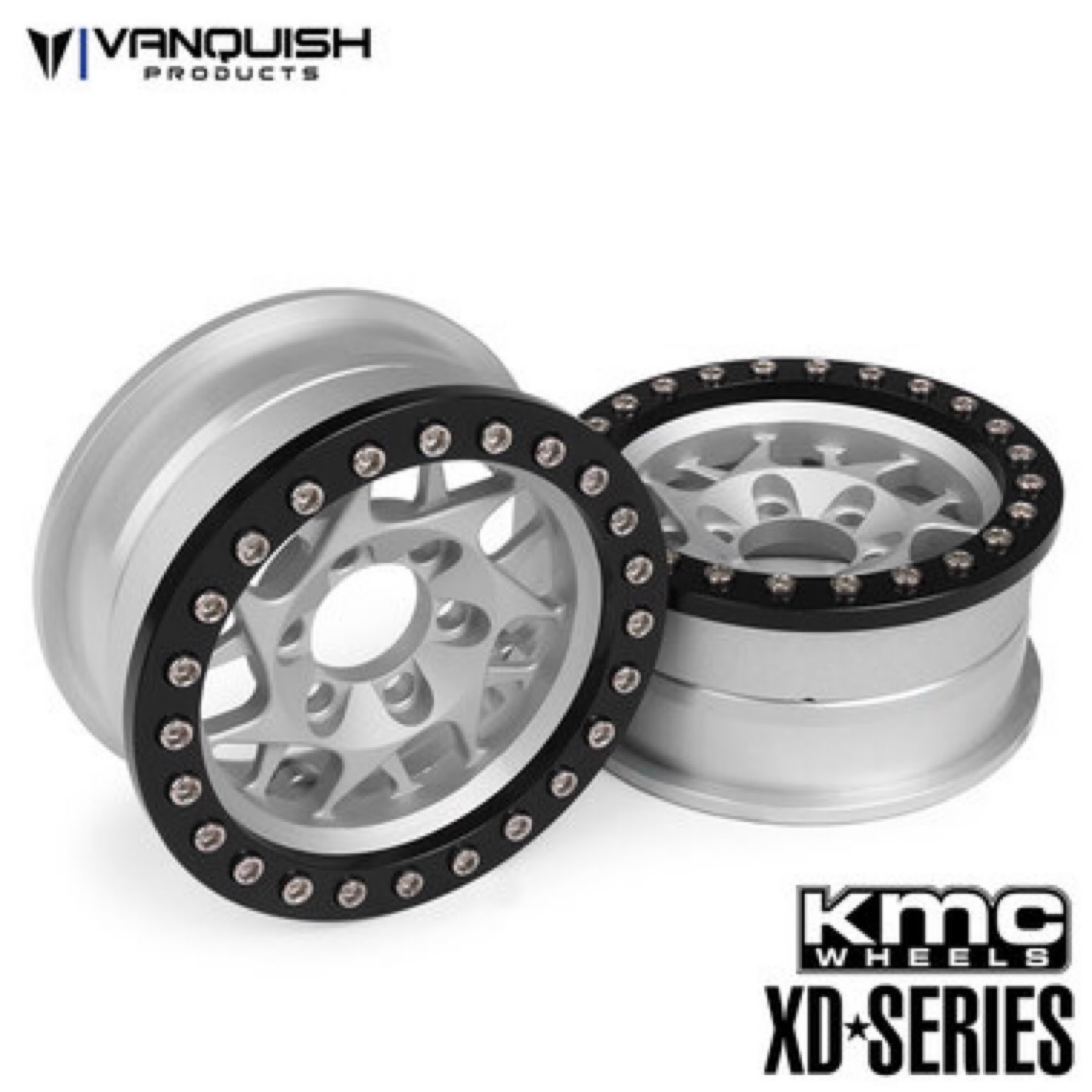Vanquish Products #VPS07711 Vanquish Products KMC XD127 Bully 1.9 Beadlock Crawler Wheels (Silver) (2)