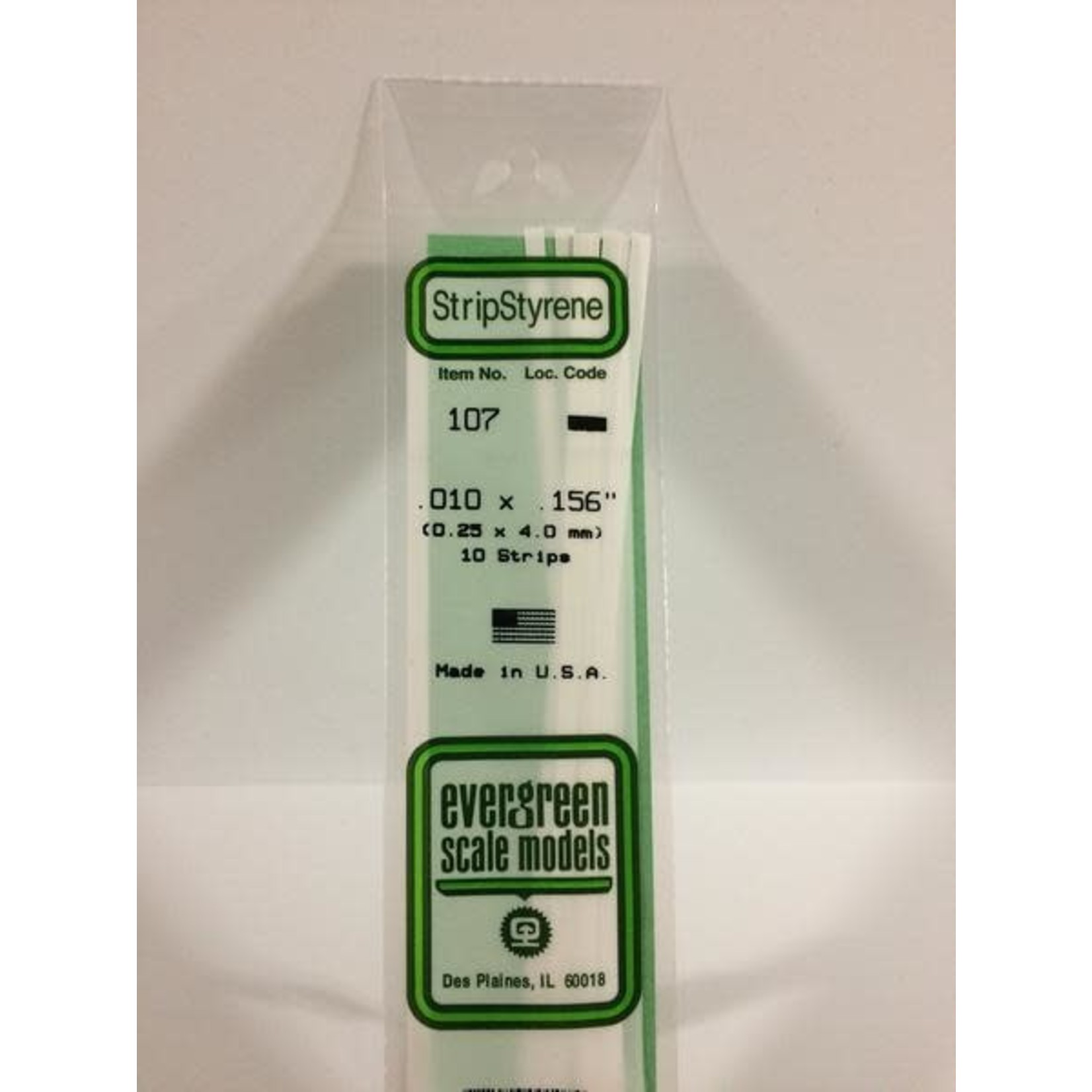 Evergreen Scale Models Evergreen 107 - .010" X .156" OPAQUE WHITE POLYSTYRENE STRIP