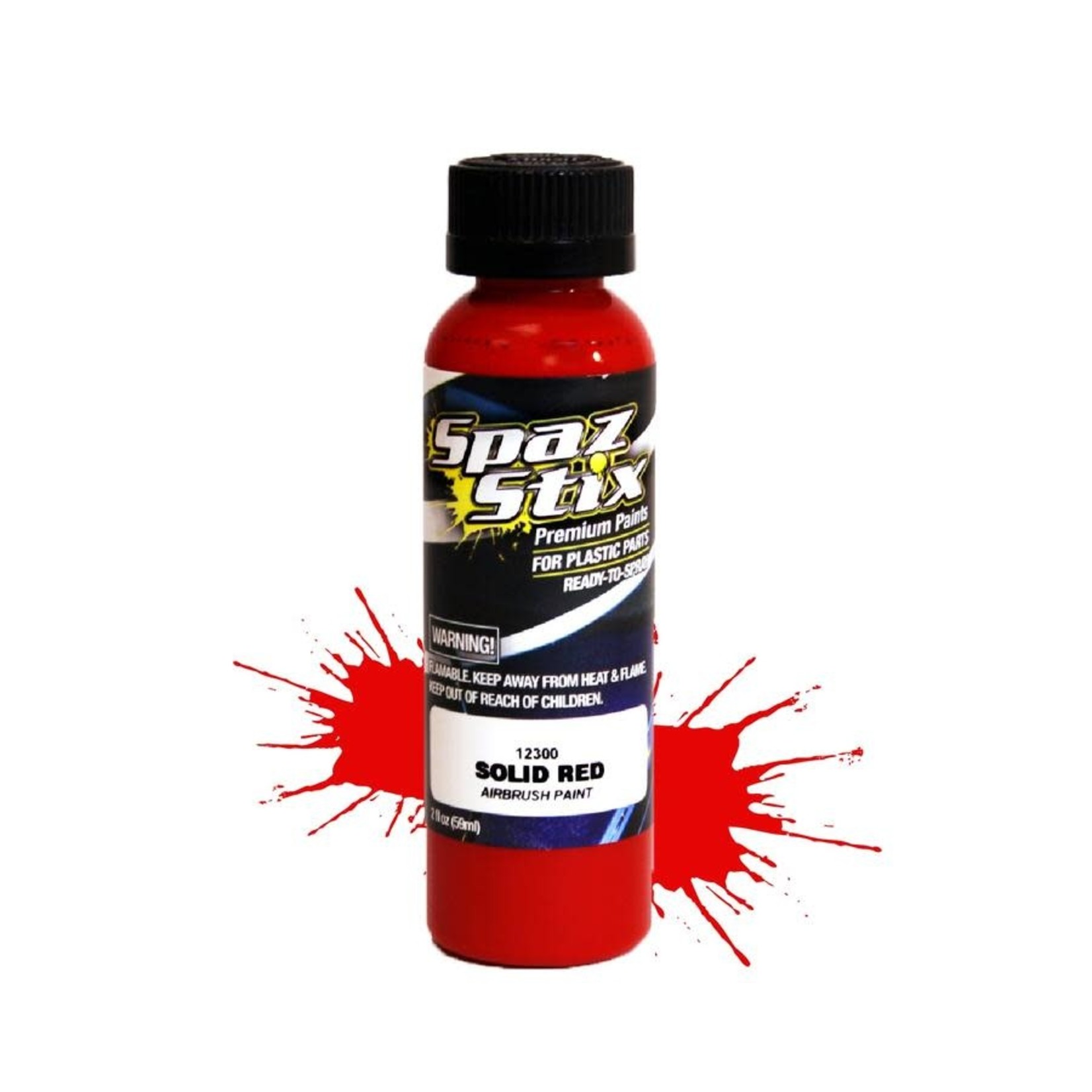 Spaz Stix #12300 Spaz Stix - Solid Red Airbrush Ready Paint, 2oz Bottle