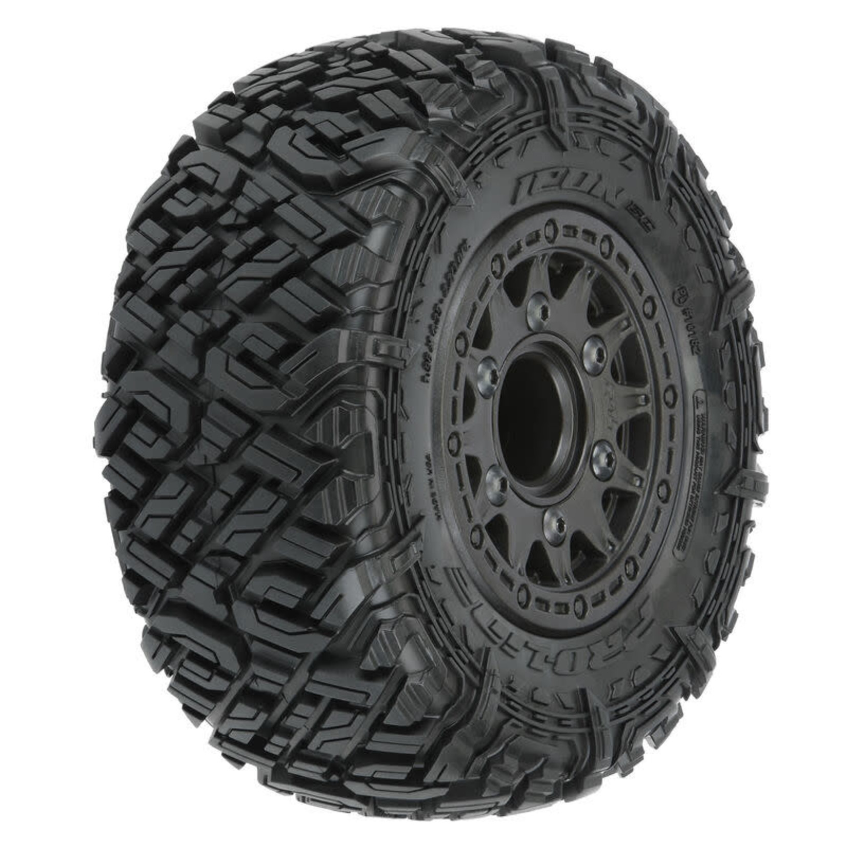 Pro-Line #PRO1018210 Pro-Line Icon SC Pre-Mounted Tires w/Raid Wheels (Black) (2) (M2) w/Removable 12mm Hex