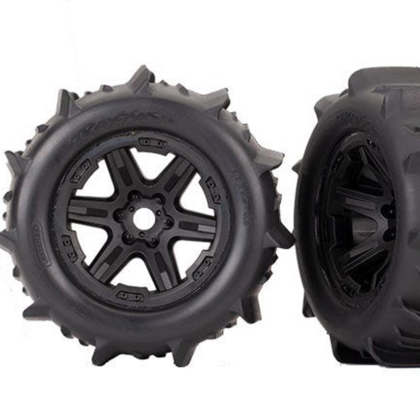 Traxxas #8674 Traxxas Paddle Tires 3.8" Pre-Mounted w/Monster Truck Wheels (Black) (Standard)