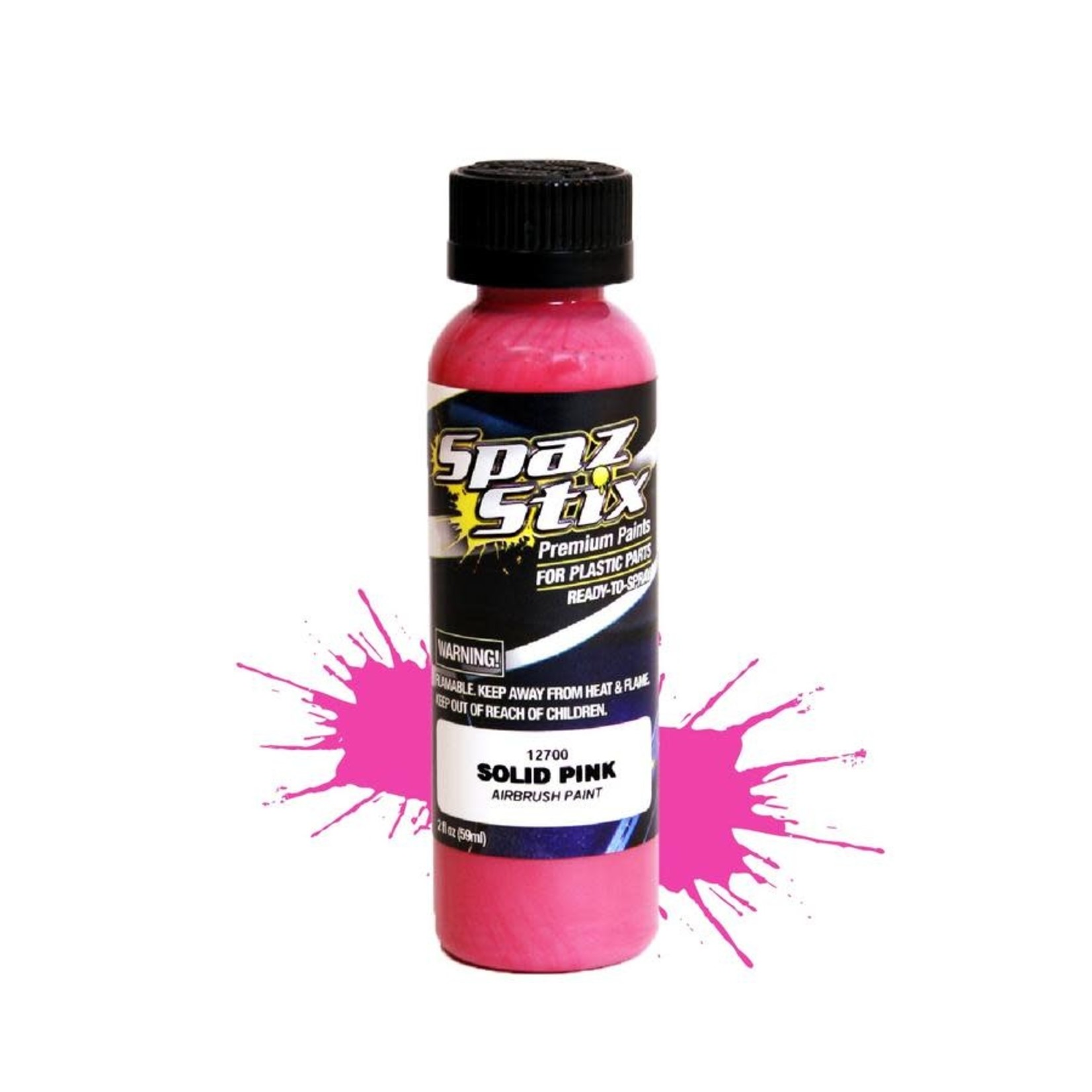Spaz Stix #12700 Spaz Stix - Solid Pink Airbrush Ready Paint, 2oz Bottle