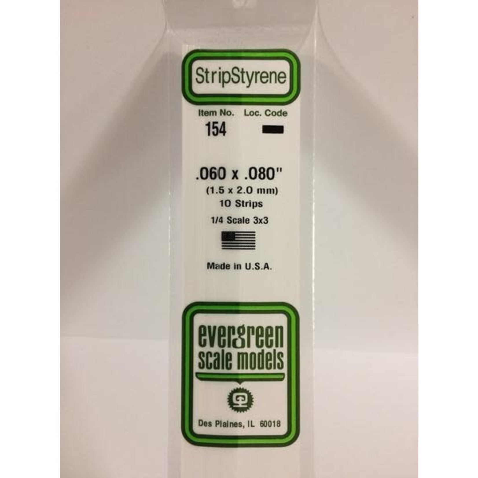 Evergreen Scale Models Evergreen 154 - .060" X .080" OPAQUE WHITE POLYSTYRENE STRIP