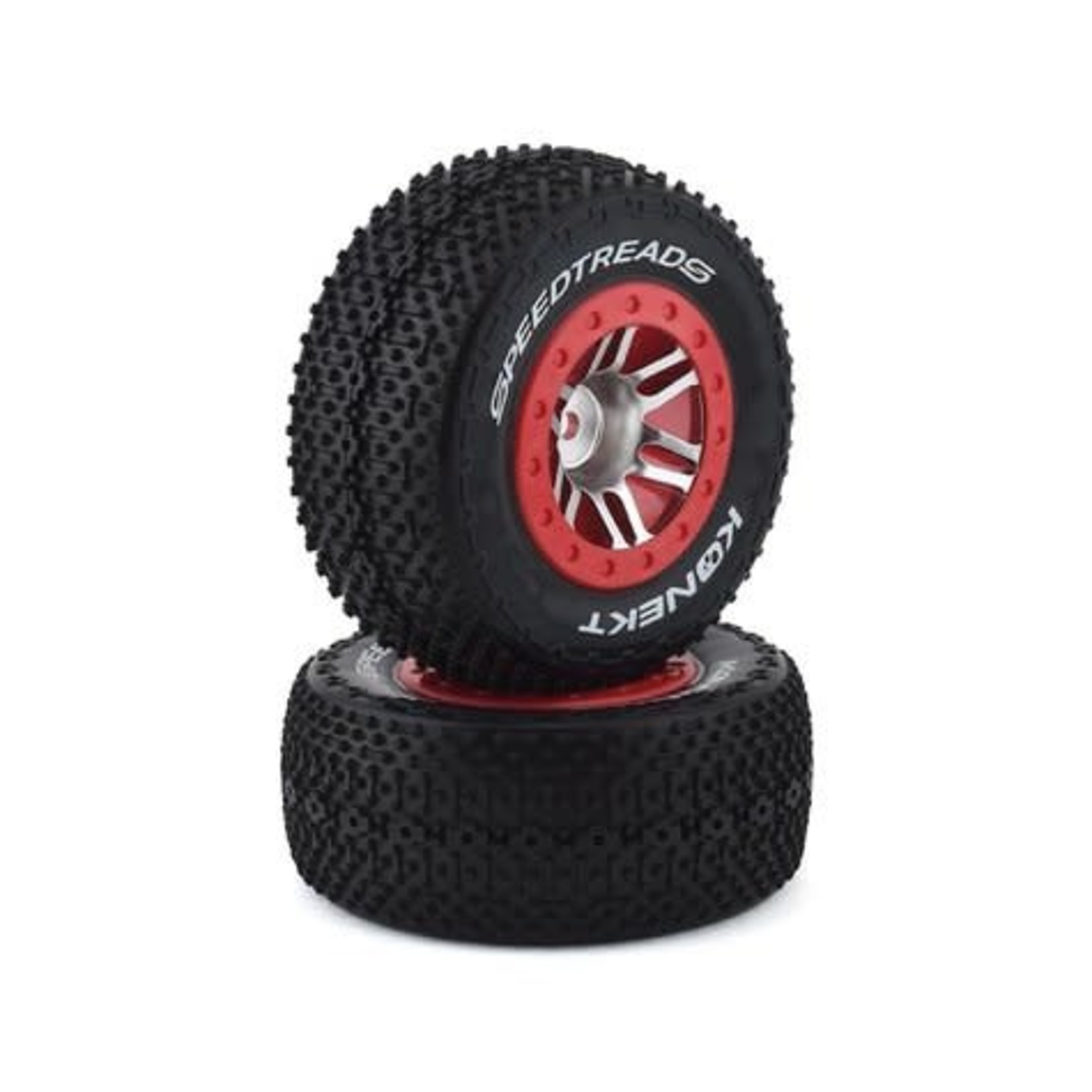 Duratrax DuraTrax SpeedTreads Konekt Pre-Mounted Rear Short Course Tires (2) (Satin Chrome/Red) w/12mm Hex #DTXC2941