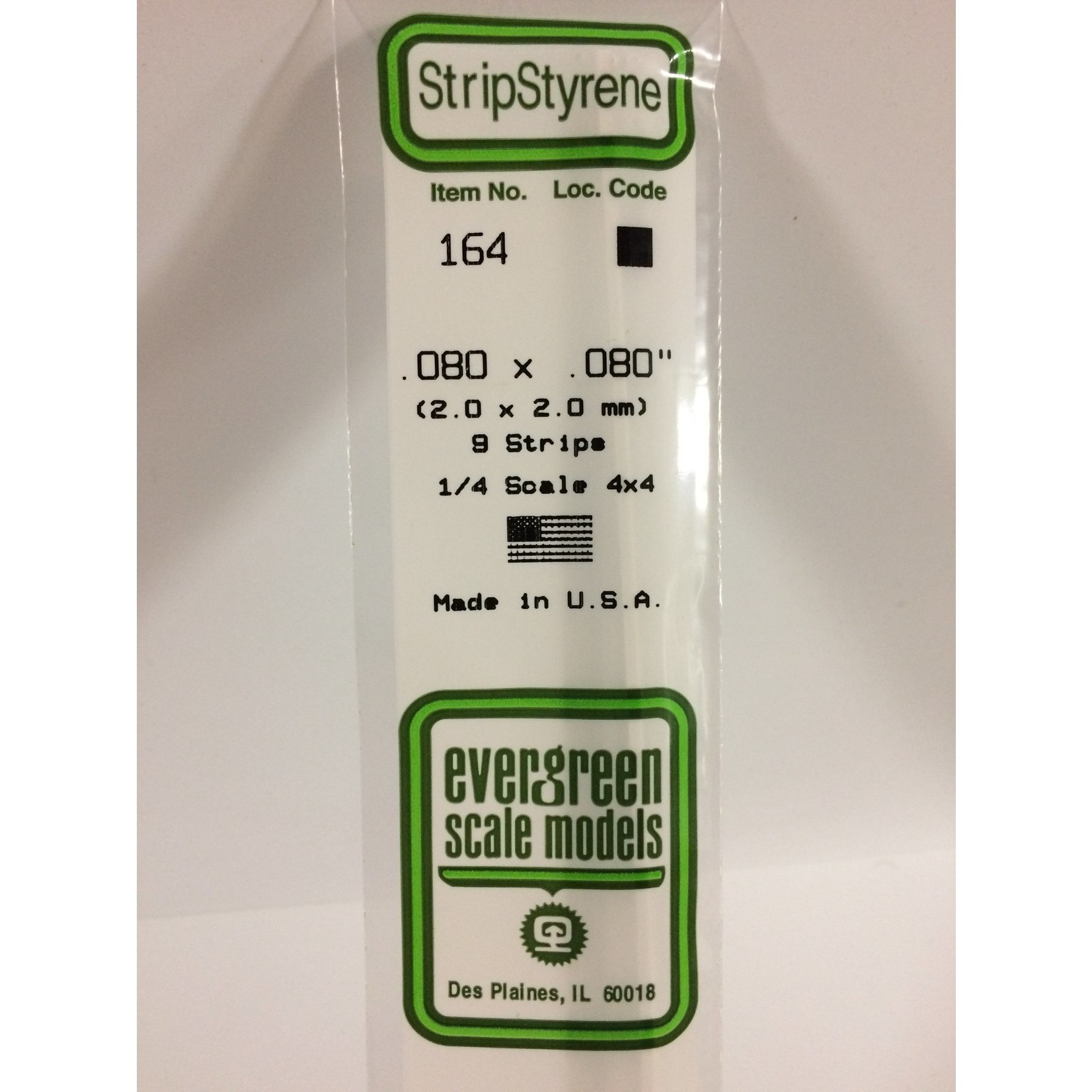 Evergreen Scale Models Evergreen 164 - .080" X .080" OPAQUE WHITE POLYSTYRENE STRIP