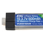 E-flite #EFLB5001S25UM E-flite 3.7V 500mAh 1S 25C LiPo Battery: PH 2.0 (High-Current Ultra Micro)