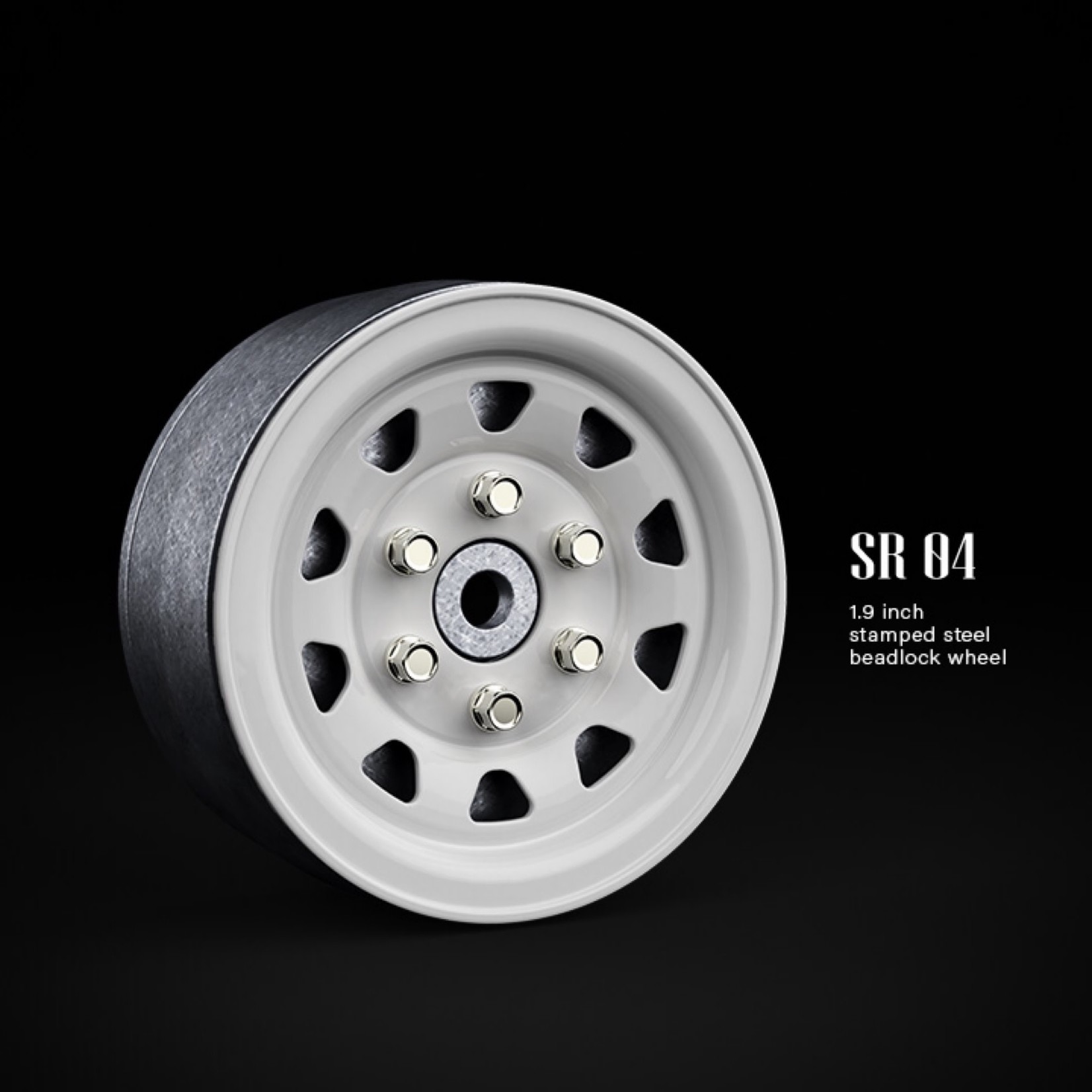 Gmade GMade SR04 1.9″ Steel Beadlock Wheels (2) (Gloss White) #GM70496