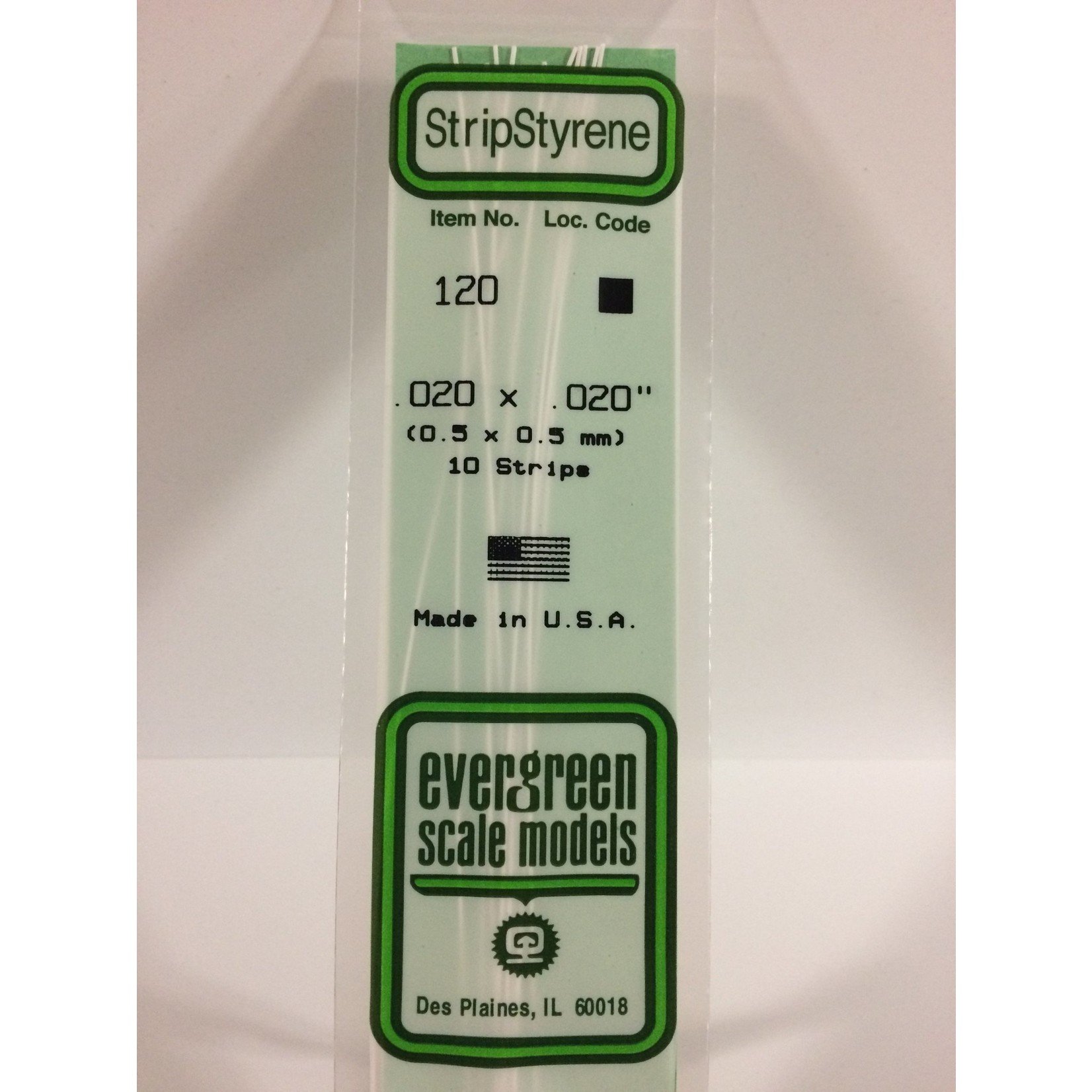 Evergreen Scale Models Evergreen 120 - .020" X .020" OPAQUE WHITE POLYSTYRENE STRIP