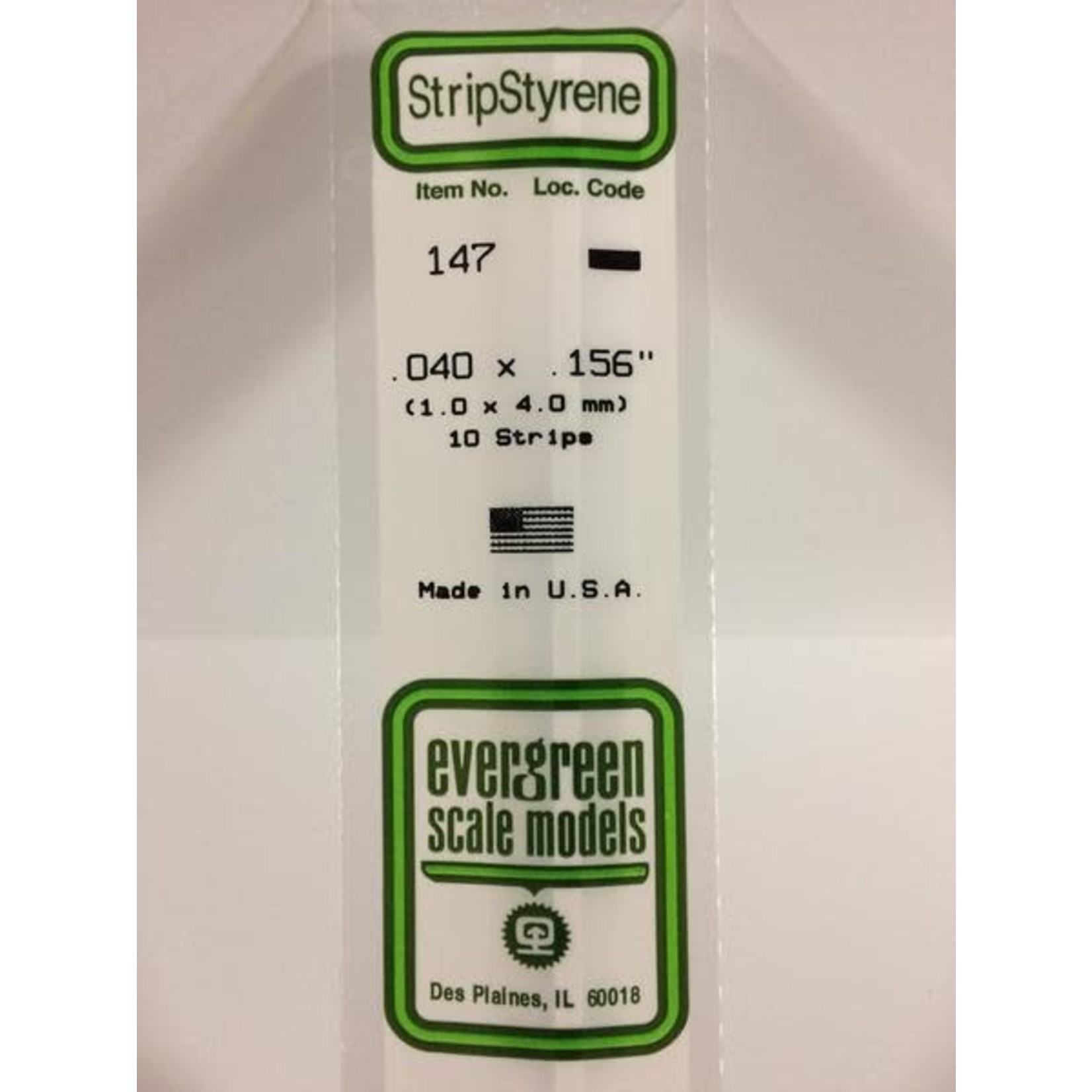 Evergreen Scale Models Evergreen 147 - .040" X .156" OPAQUE WHITE POLYSTYRENE STRIP