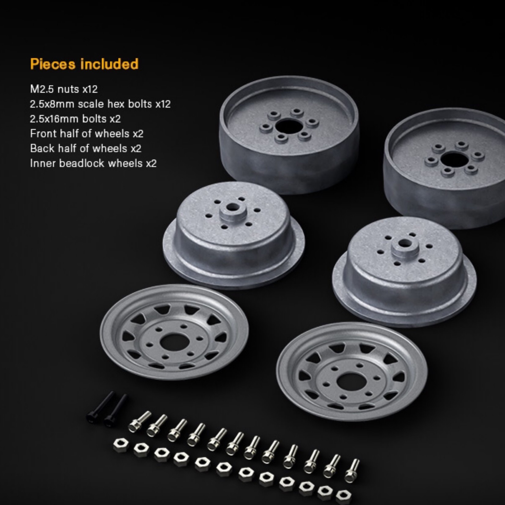 Gmade Gmade SR04 1.9″ Steel Beadlock Wheels (Semigloss Silver) #GM70492