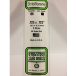 Evergreen Scale Models Evergreen 186 - .125" X .125" OPAQUE WHITE POLYSTYRENE STRIP