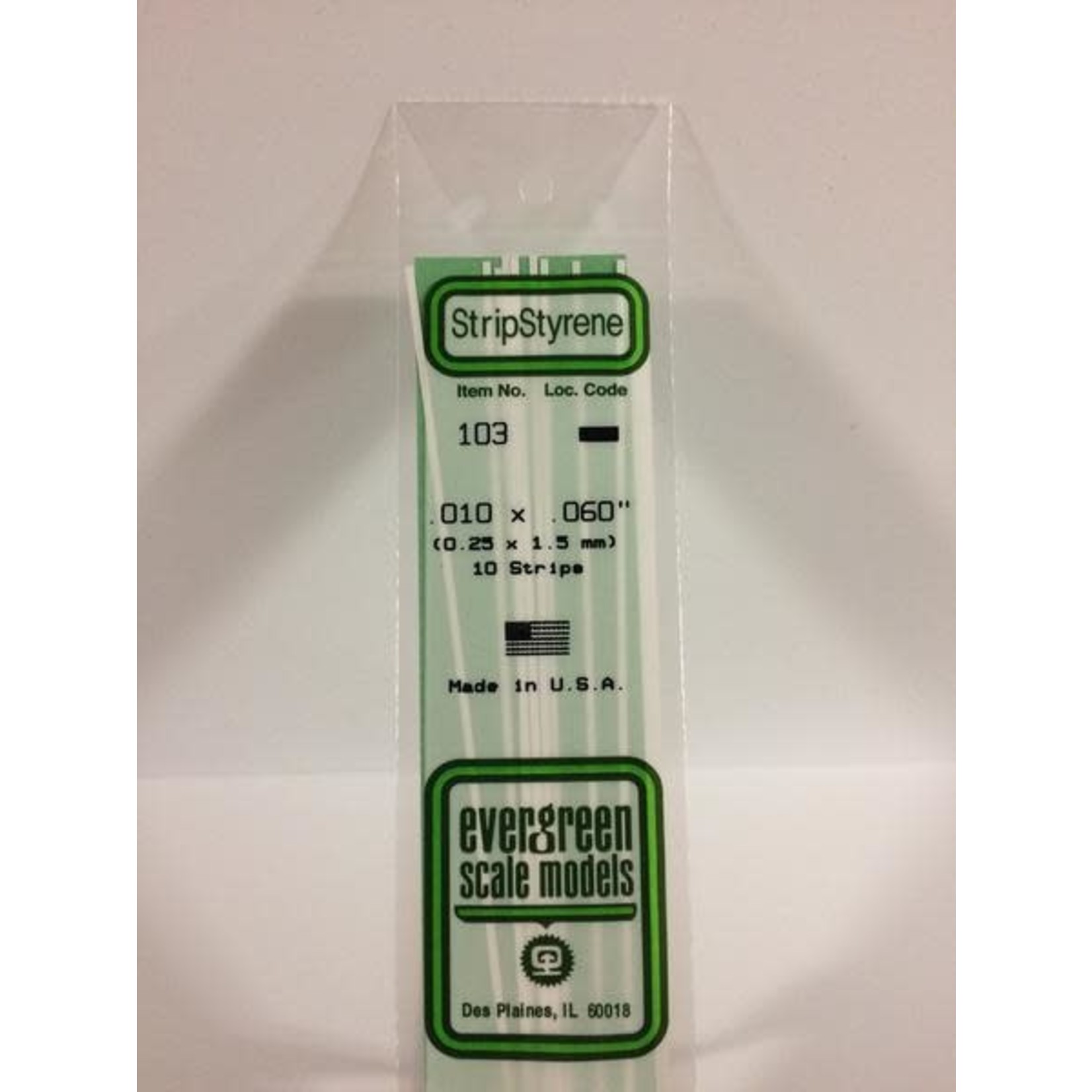 Evergreen Scale Models Evergreen 103 - .010" X .060" OPAQUE WHITE POLYSTYRENE STRIP