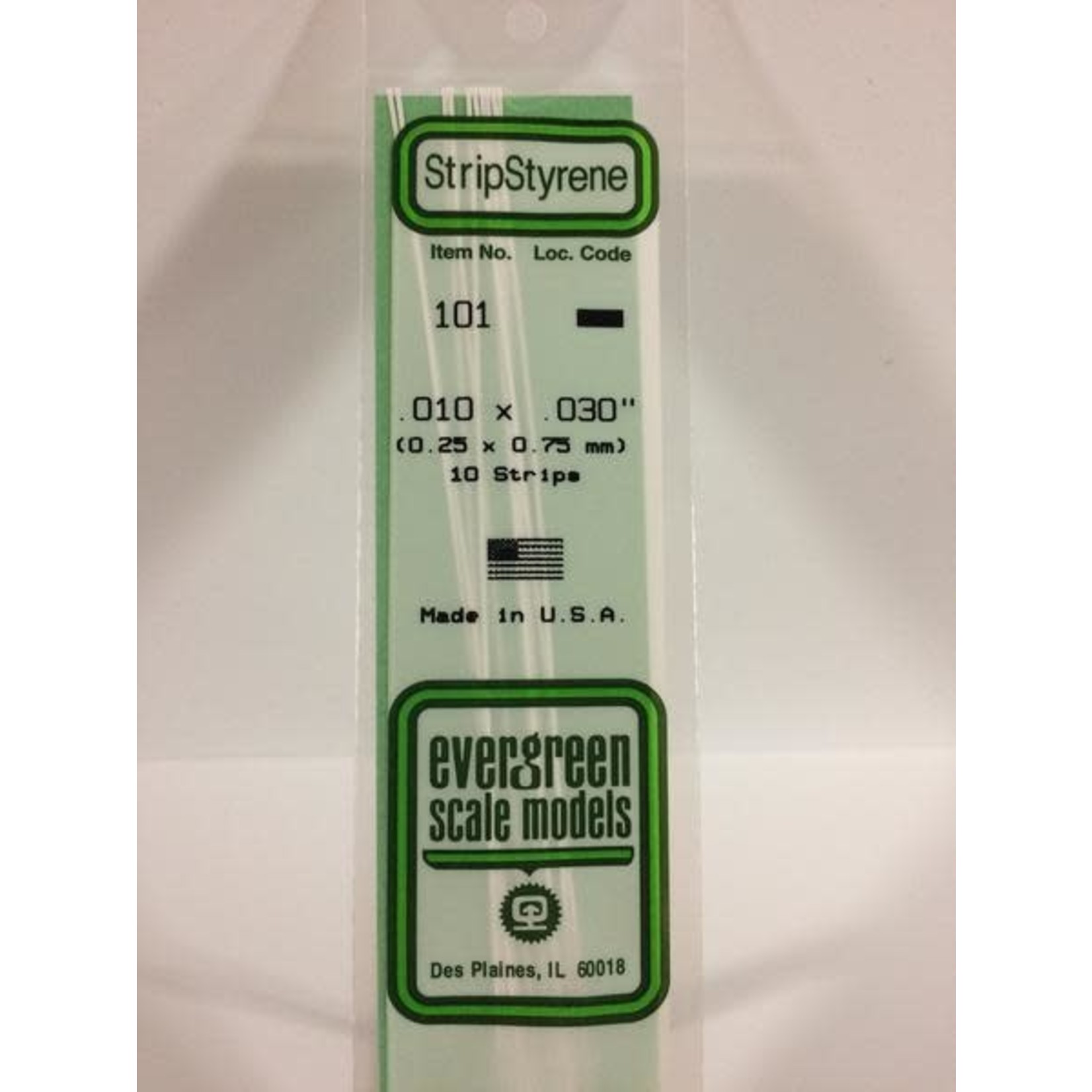 Evergreen Scale Models Evergreen 101 - .010" X .030" OPAQUE WHITE POLYSTYRENE STRIP