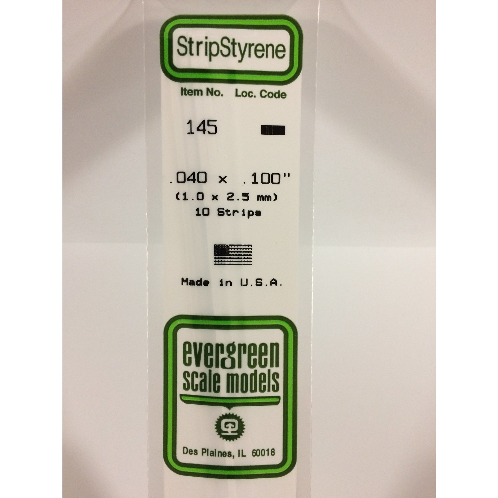 Evergreen Scale Models Evergreen 145 - .040" X .100" OPAQUE WHITE POLYSTYRENE STRIP