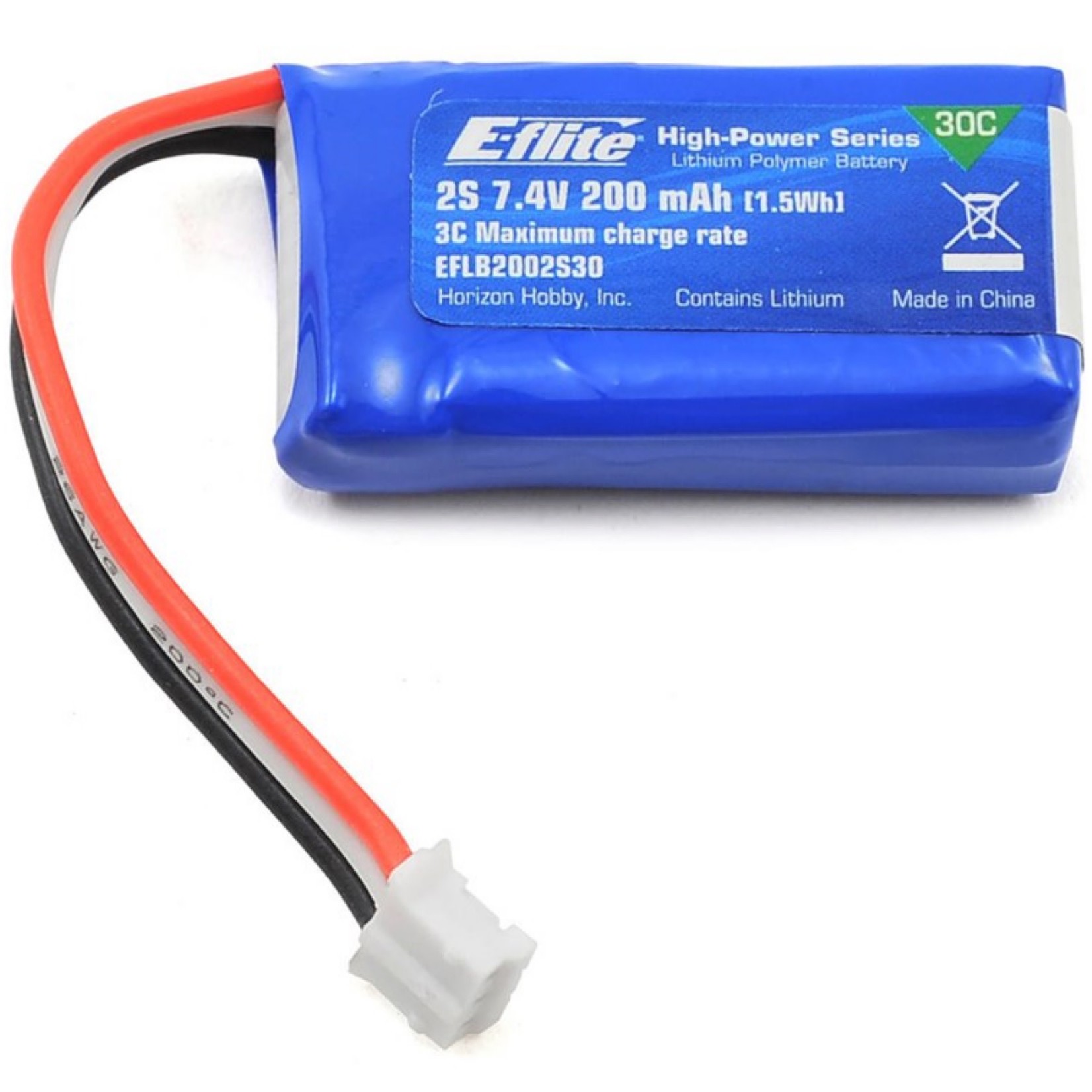 E-flite #EFLB2002S30 E-flite 2S LiPo Battery Pack 30C (7.4V/200mAh)