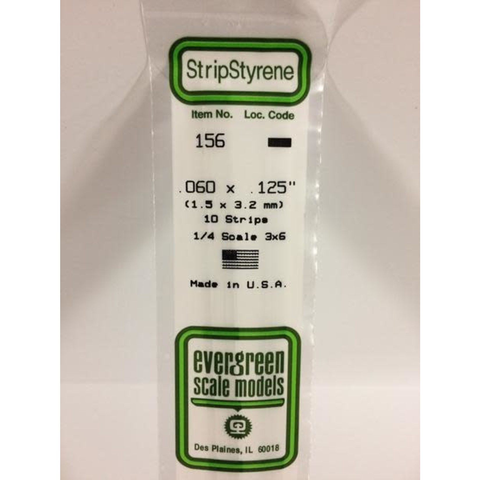 Evergreen Scale Models Evergreen 156 - .060" X .125" OPAQUE WHITE POLYSTYRENE STRIP