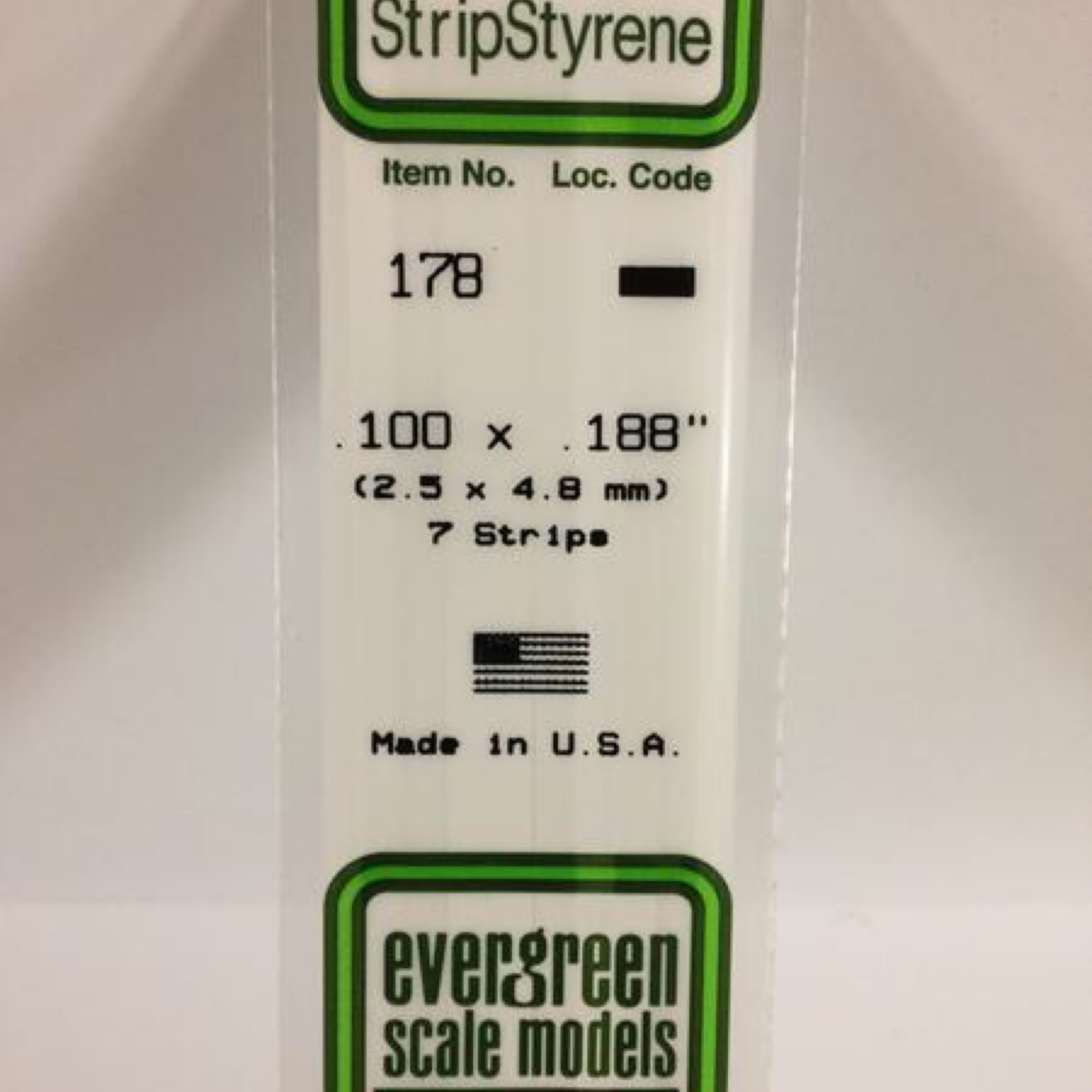 Evergreen Scale Models Evergreen 178 - .100" X .188" OPAQUE WHITE POLYSTYRENE STRIP #178