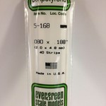 Evergreen Scale Models Evergreen 168 - .080" X .188" OPAQUE WHITE POLYSTYRENE STRIP #168
