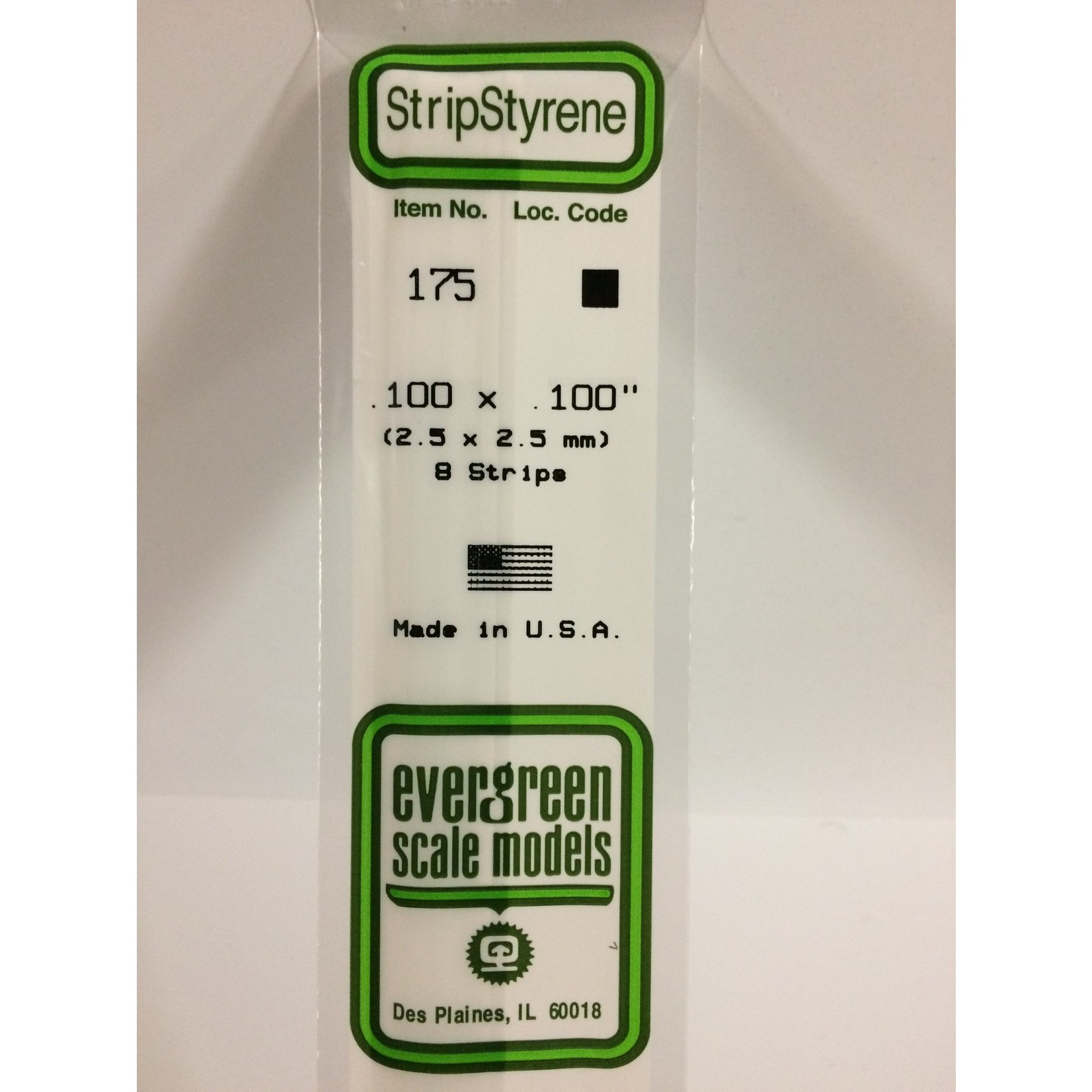 Evergreen Scale Models Evergreen 175 - .100" X .100" OPAQUE WHITE POLYSTYRENE STRIP