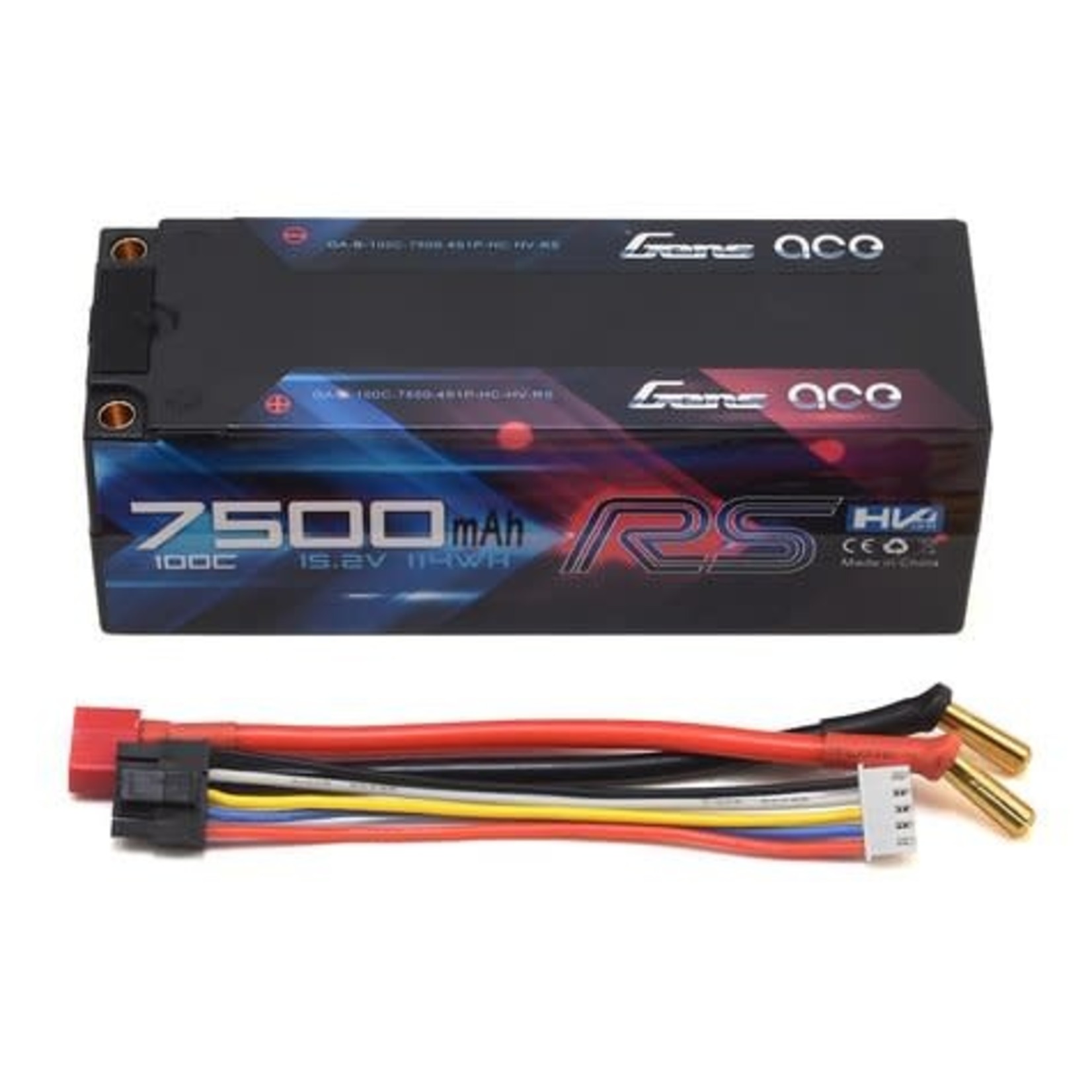 Gens Ace #GEA75004S10D5 Gens Ace 4S LiHV 100C LiPo Battery Pack w/5mm Bullets (15.2V/7500mAh)