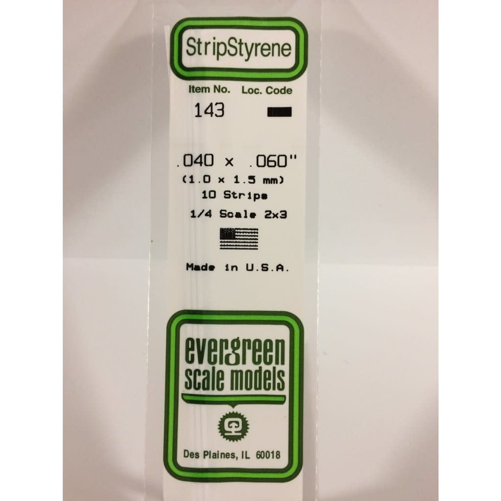 Evergreen Scale Models Evergreen 143 - .040" X .060" OPAQUE WHITE POLYSTYRENE STRIP