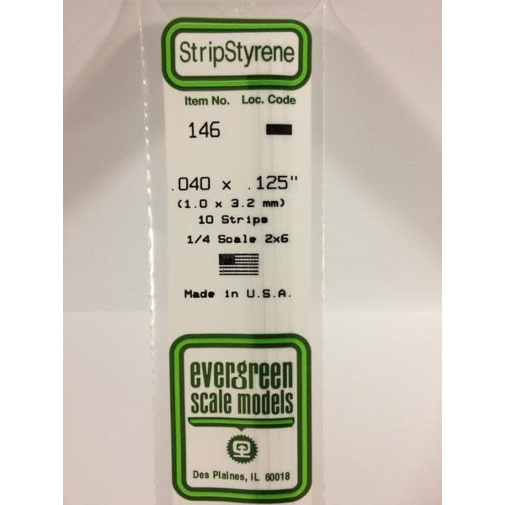 Evergreen Scale Models Evergreen 146 - .040" X .125" OPAQUE WHITE POLYSTYRENE STRIP