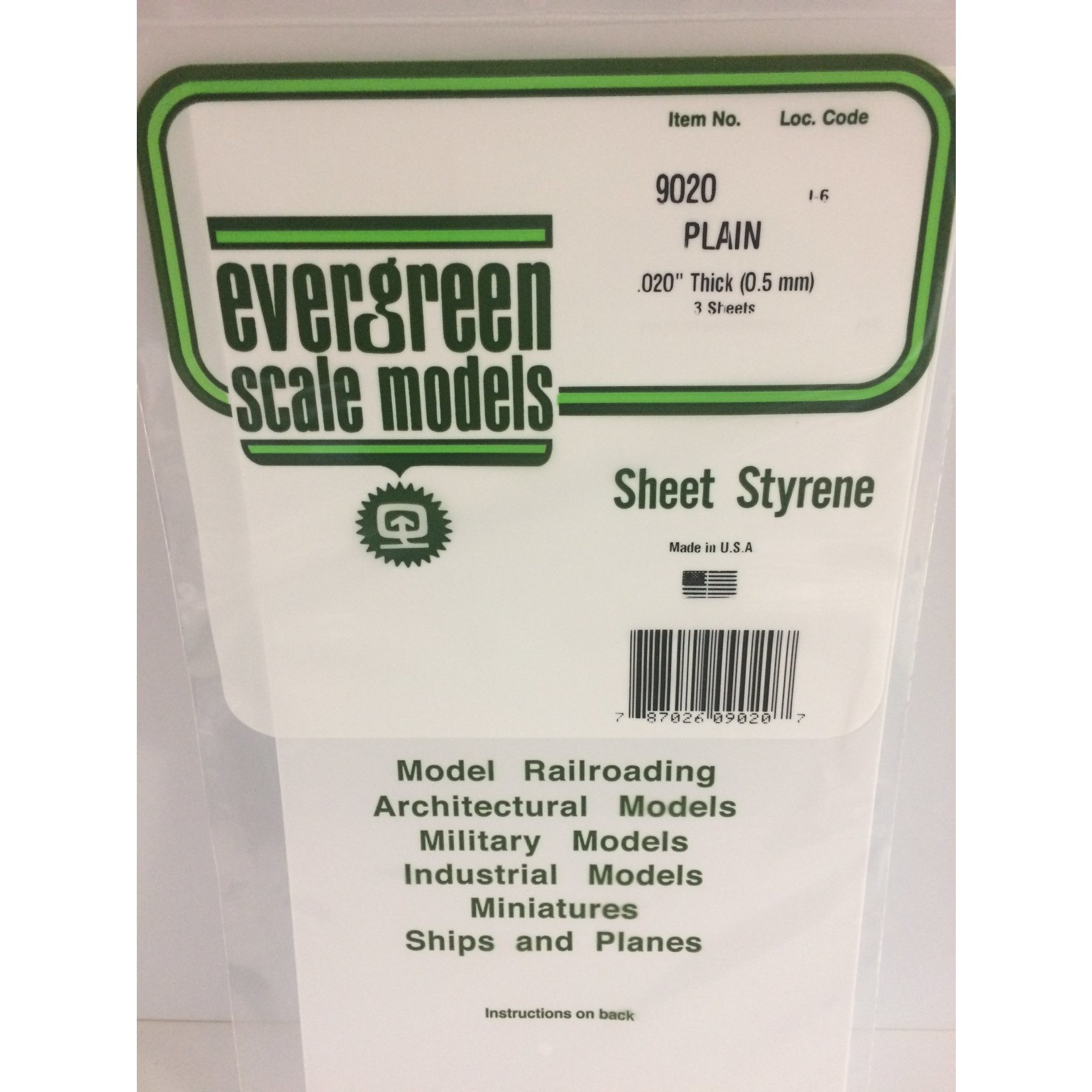 Evergreen Scale Models Evergreen Scale Models White Sheet .020 x 6 x 12 (3) #9020