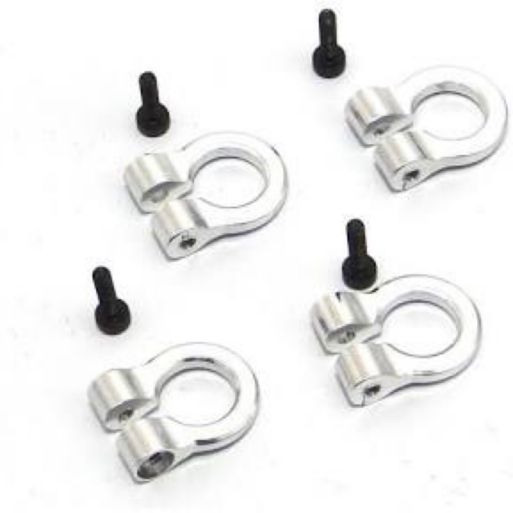 Hot Racing #ACC80808 Hot Racing 1/10 Scale Aluminum Silver Tow Shackle D-Rings (4)