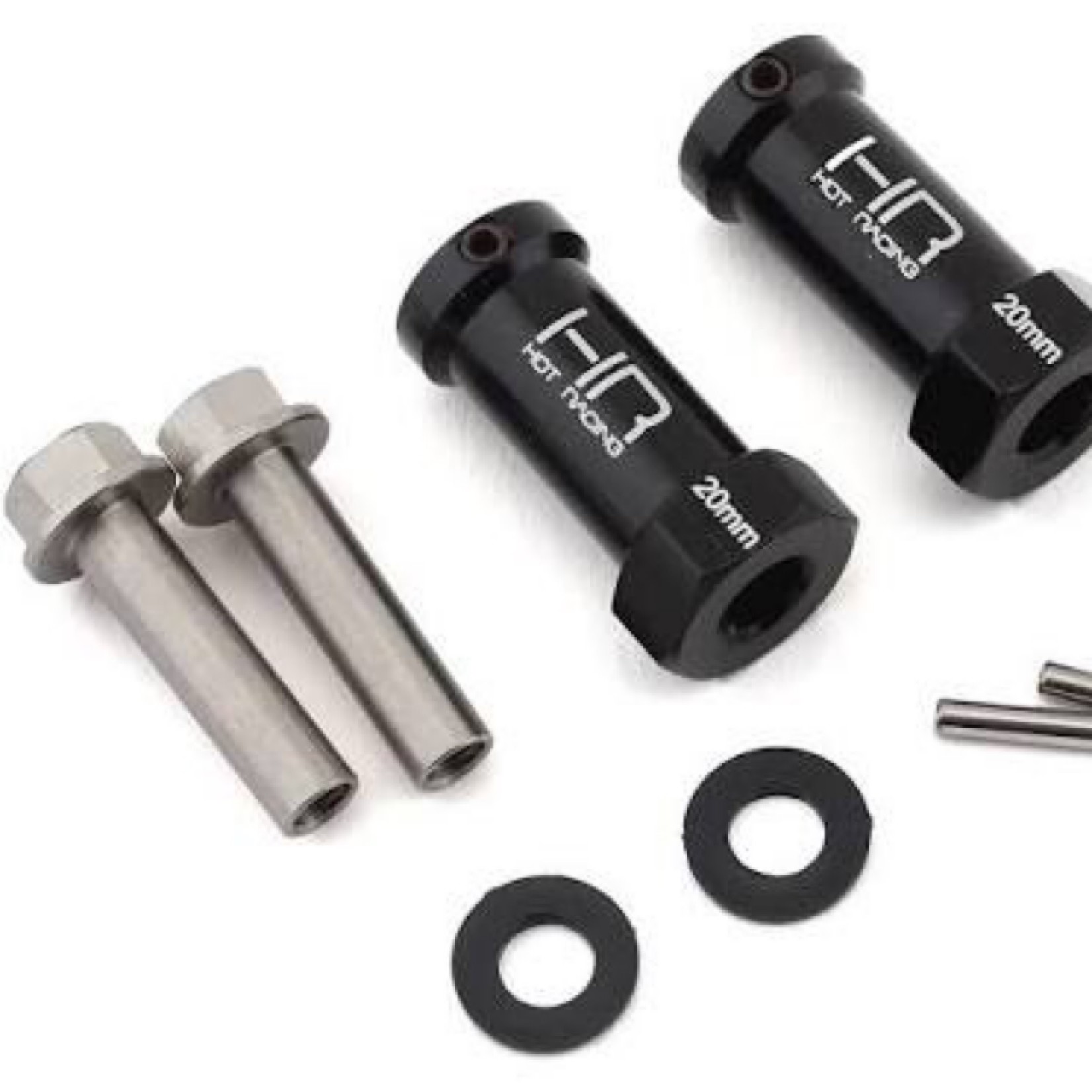 Hot Racing #SCX10TT01 Hot Racing Axial Wheel Hub Extensions w/12mm Hex (Black) (2) (+20mm)