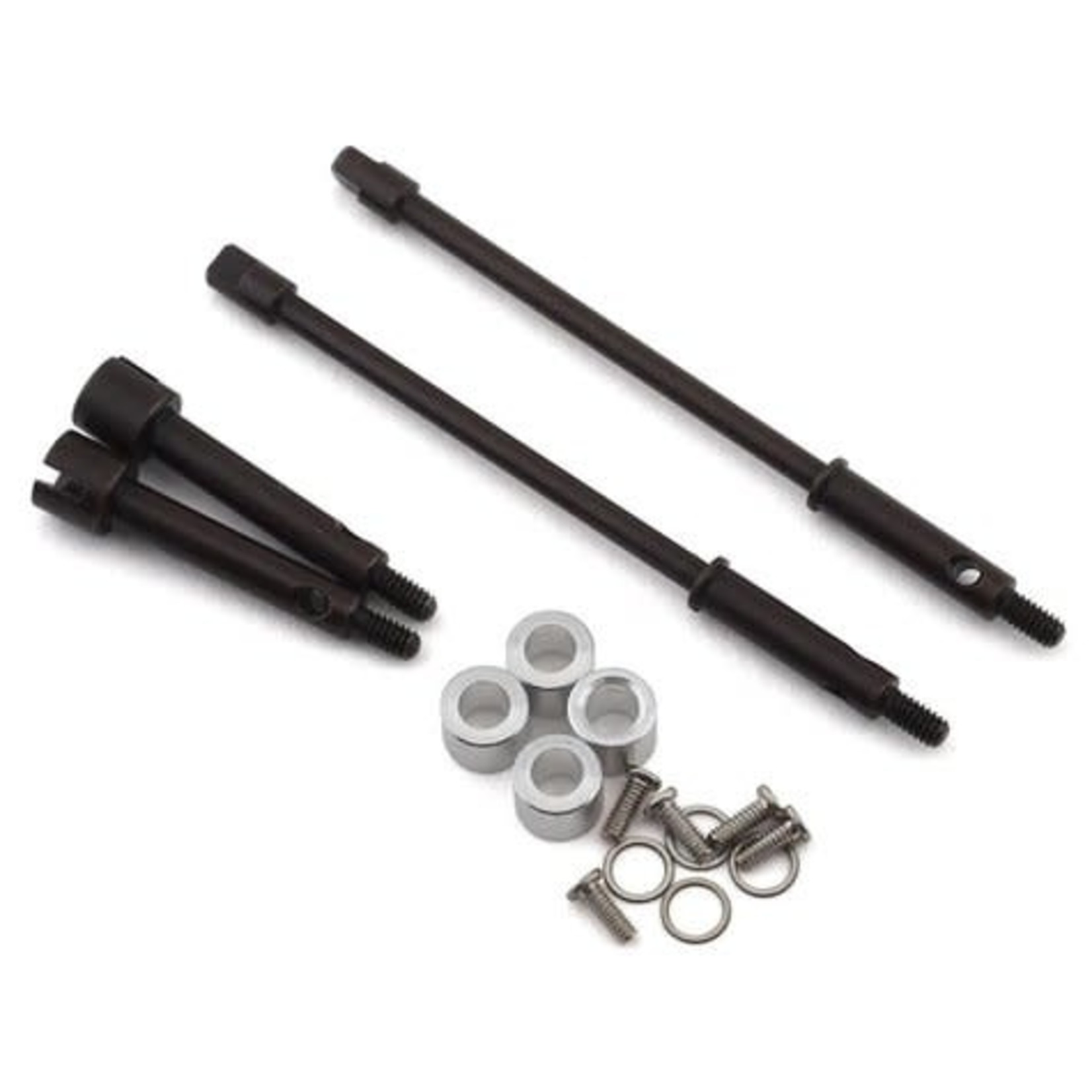 Hot Racing #SXTF39W04 Hot Racing Axial SCX24 +4mm Wide Track Steel Drive Stub Axle Set