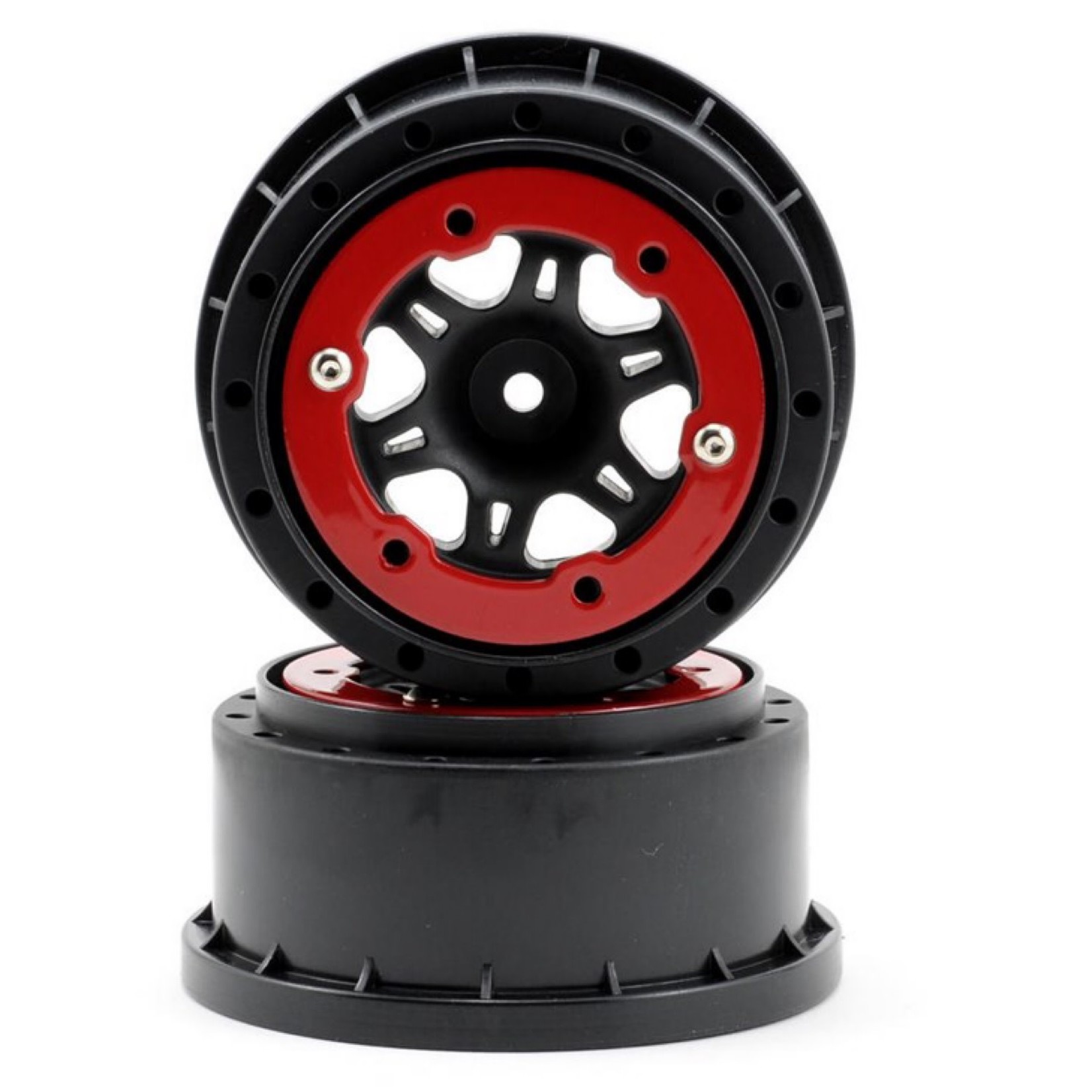Pro-Line ProLine Split Six Bead-Loc Short Course Front Wheels (Black/Red) (2) w/12mm Hex (Slash Front) #2714-04