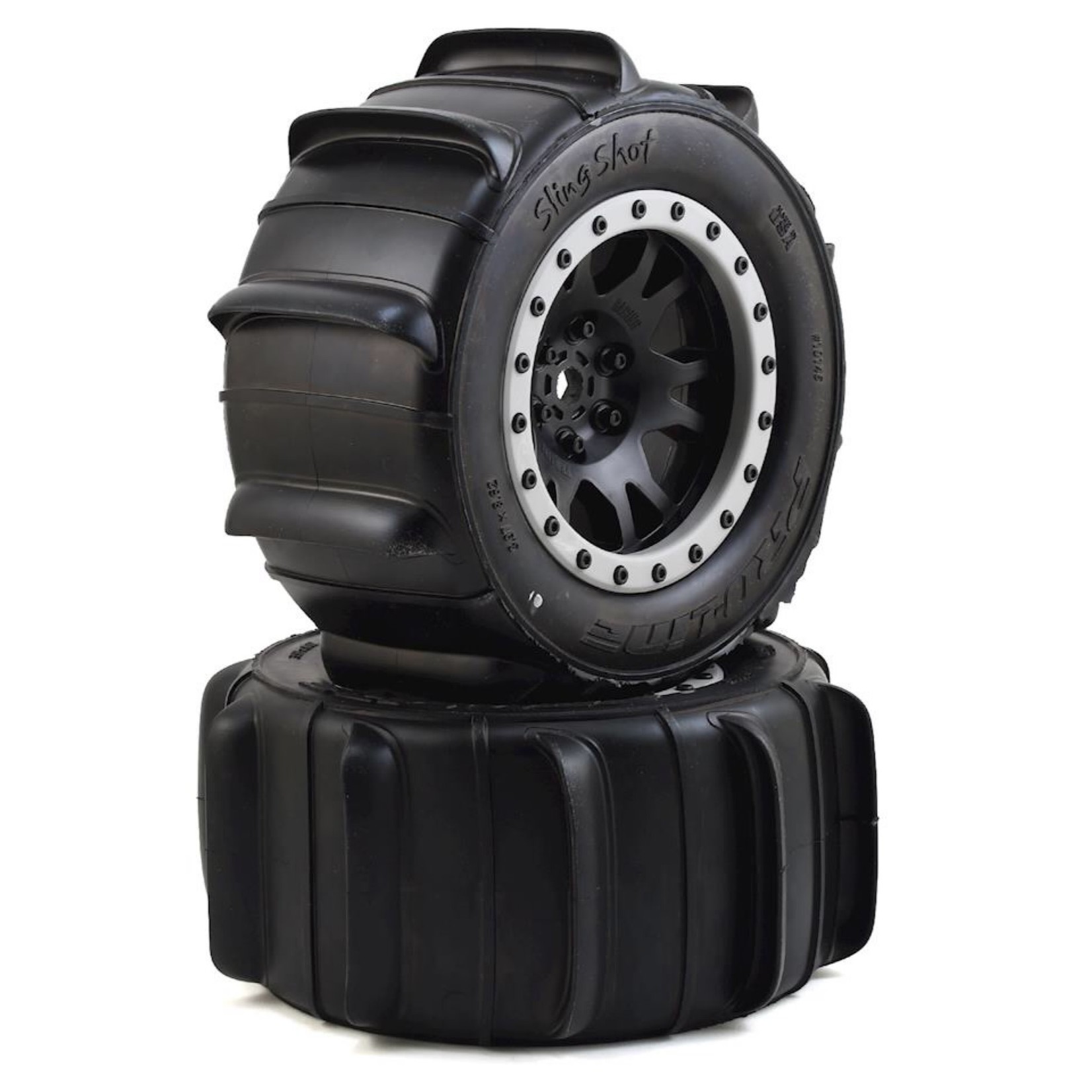 Pro-Line Pro-Line X-Maxx Sling Shot Pre-Mounted Sand Tires w/Impulse Pro-Loc Wheels (MX43) (Black) (2) #10146-13