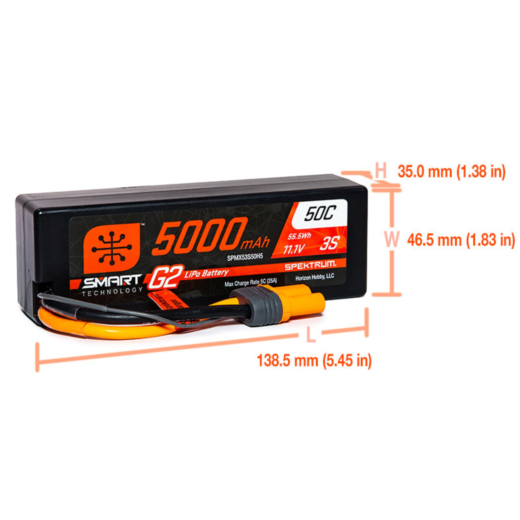 Spektrum Spektrum RC 3S Smart G2 LiPo 50C Battery Pack (11.1V/5000mAh) w/IC5 Connector #SPMX53S50H5