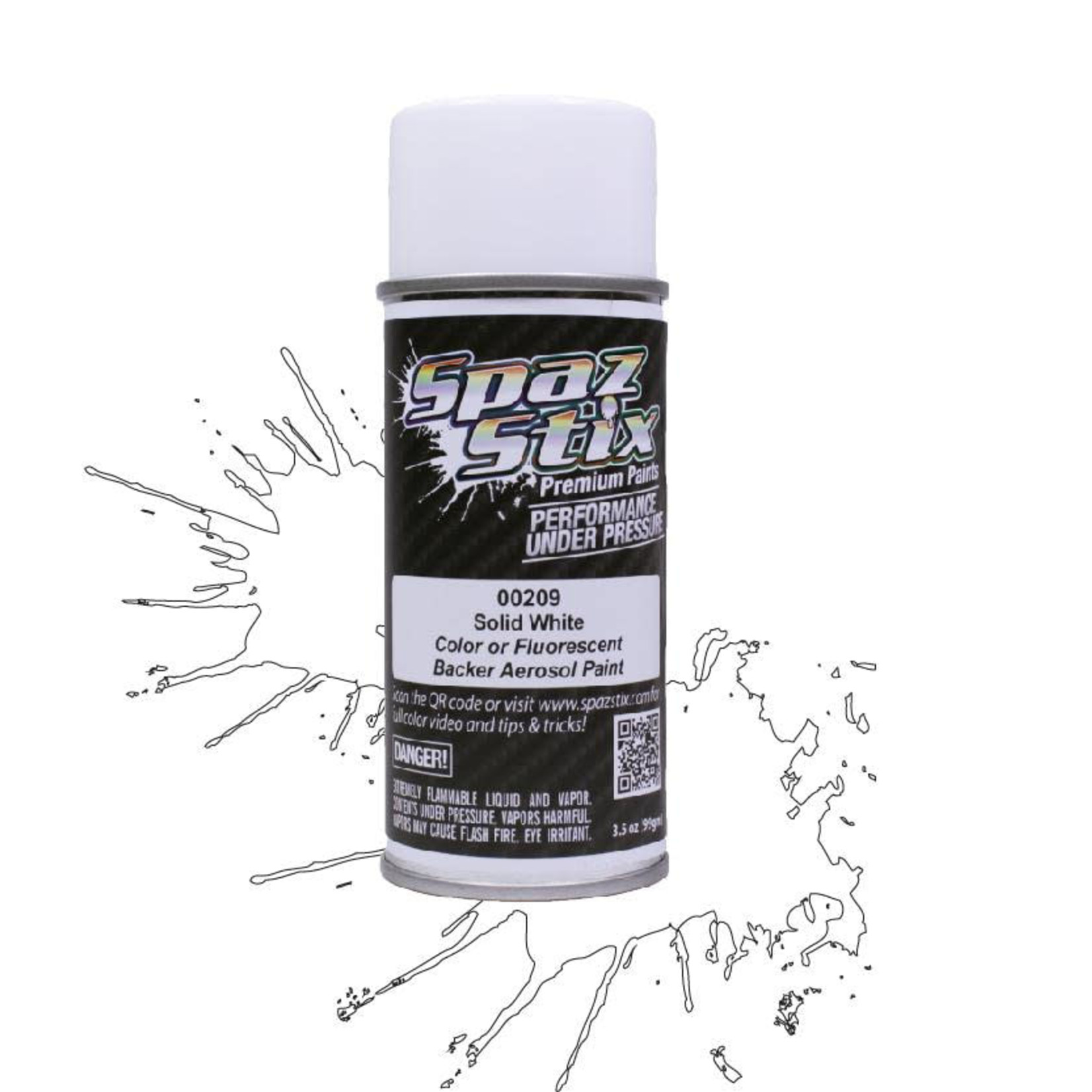 Spaz Stix #00209 Spaz Stix - Solid White / Glow Backer Aerosol Paint, 3.5oz