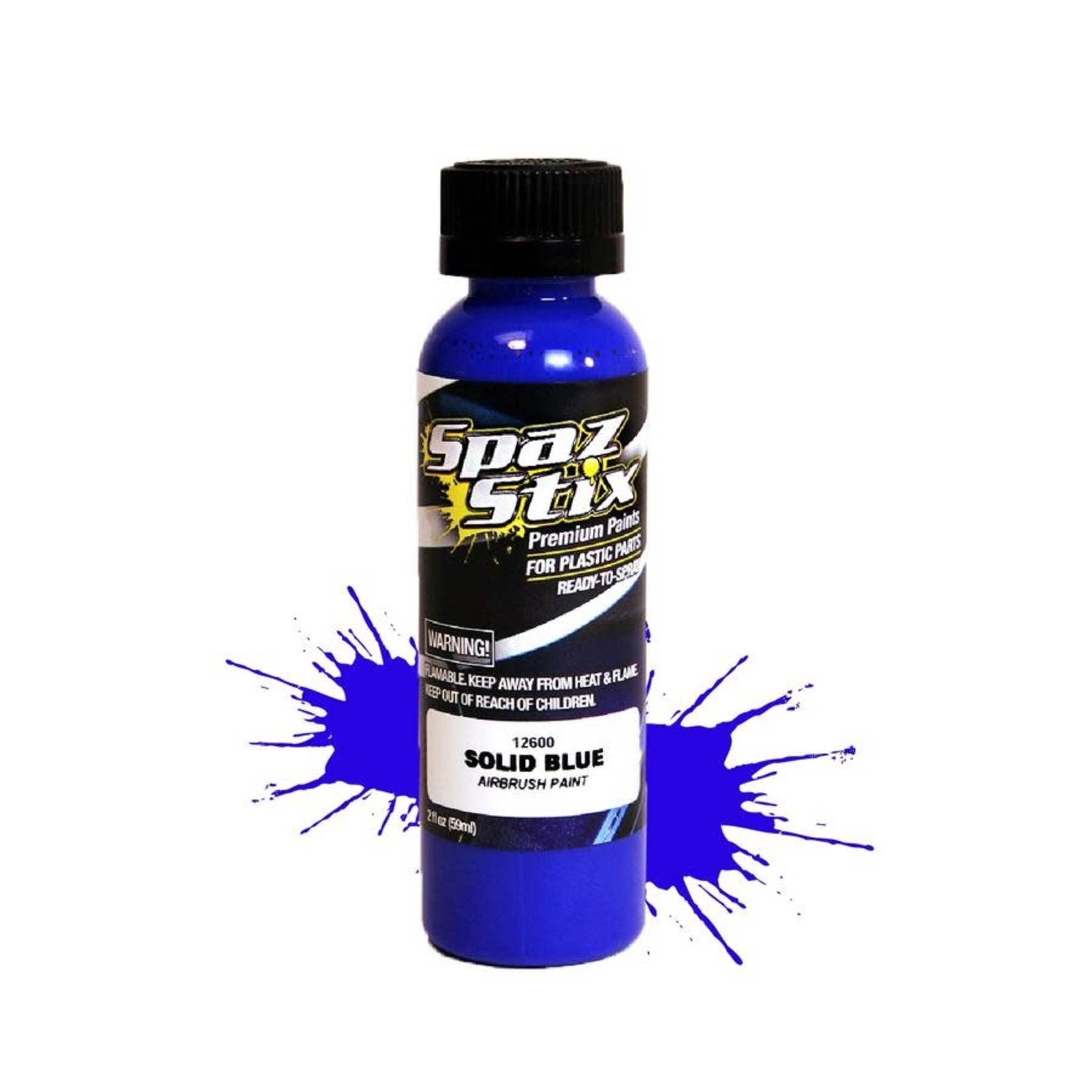 Spaz Stix #12600 Spaz Stix - Solid Blue Airbrush Ready Paint, 2oz Bottle