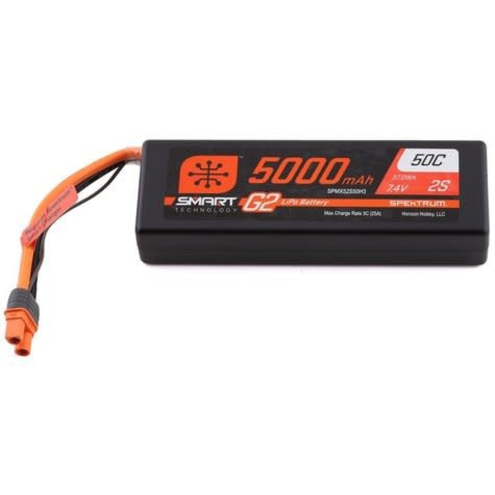 Spektrum #SPMX52S50H3 Spektrum RC 2S Smart LiPo 50C Hard Case Battery Pack (7.4V/5000mAh) w/IC3 Connector