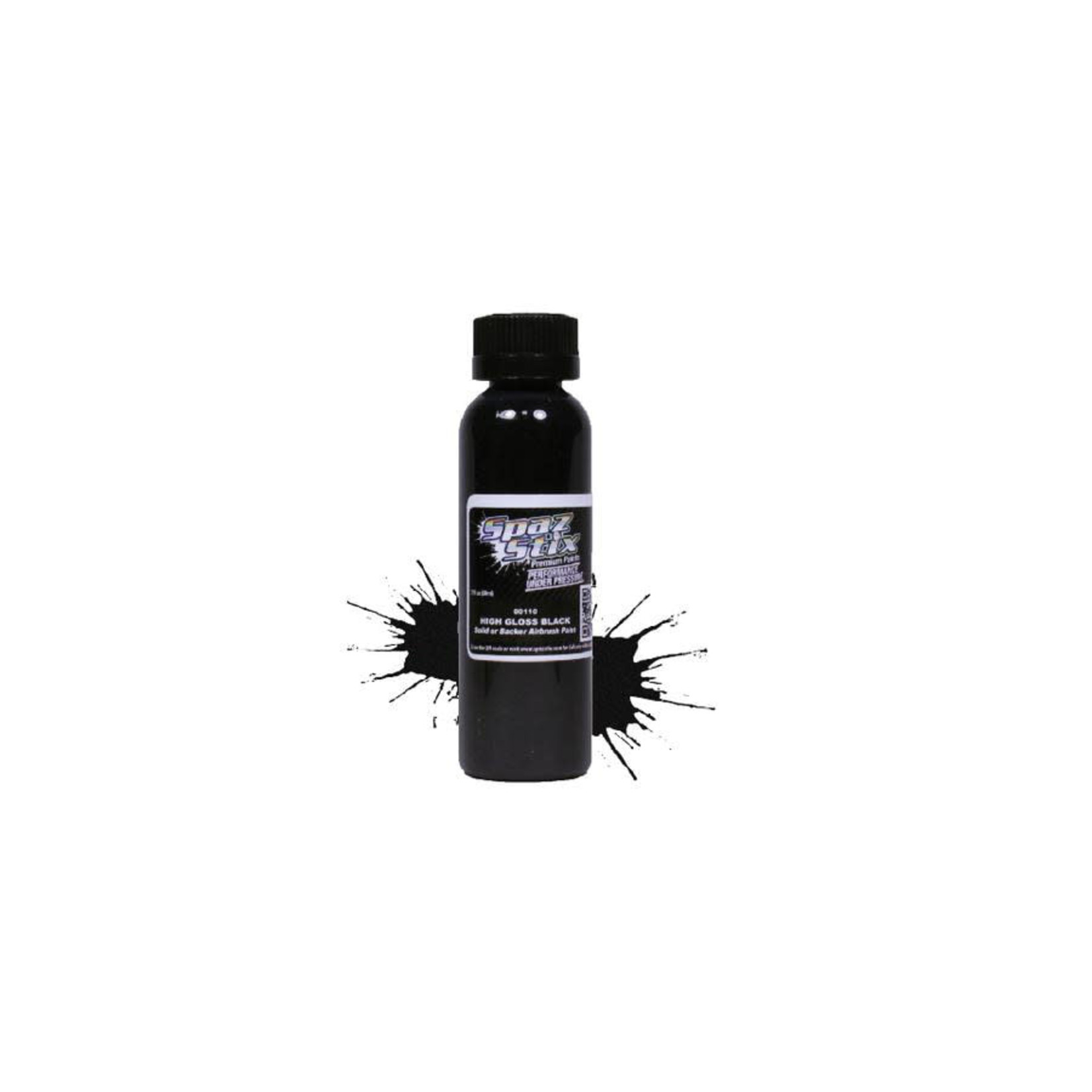 Spaz Stix #00110 Spaz Stix - High Gloss Black/Backer, Airbrush Ready Paint, 2oz Bottle