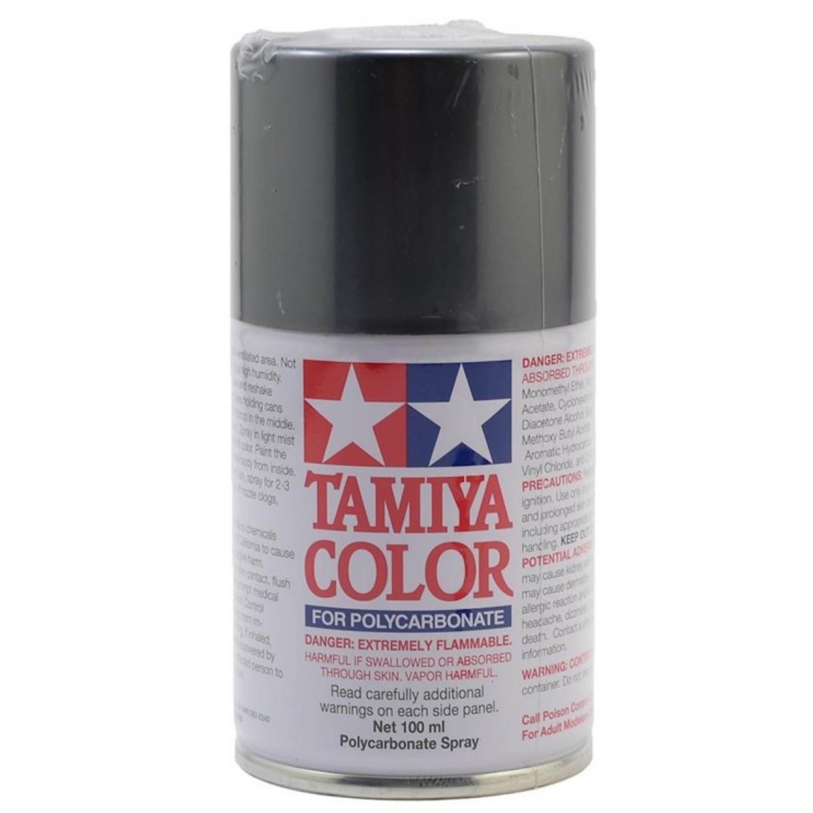 Tamiya #PS-63 Tamiya  Bright Gun Metal Lexan Spray Paint (100ml) (86063)