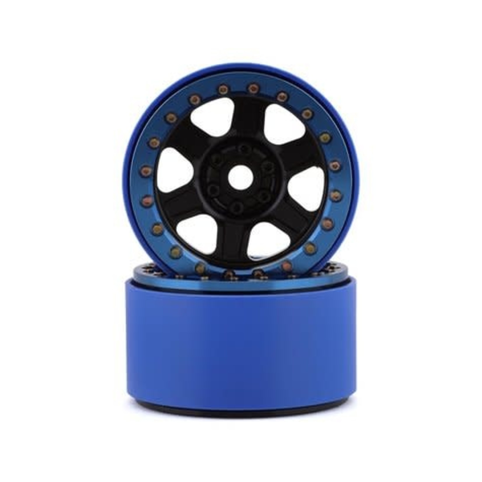 SSD RC #SSD00435 SSD RC Challenger PL 2.2" Beadlock Crawler Wheels (Black/Blue) (2)