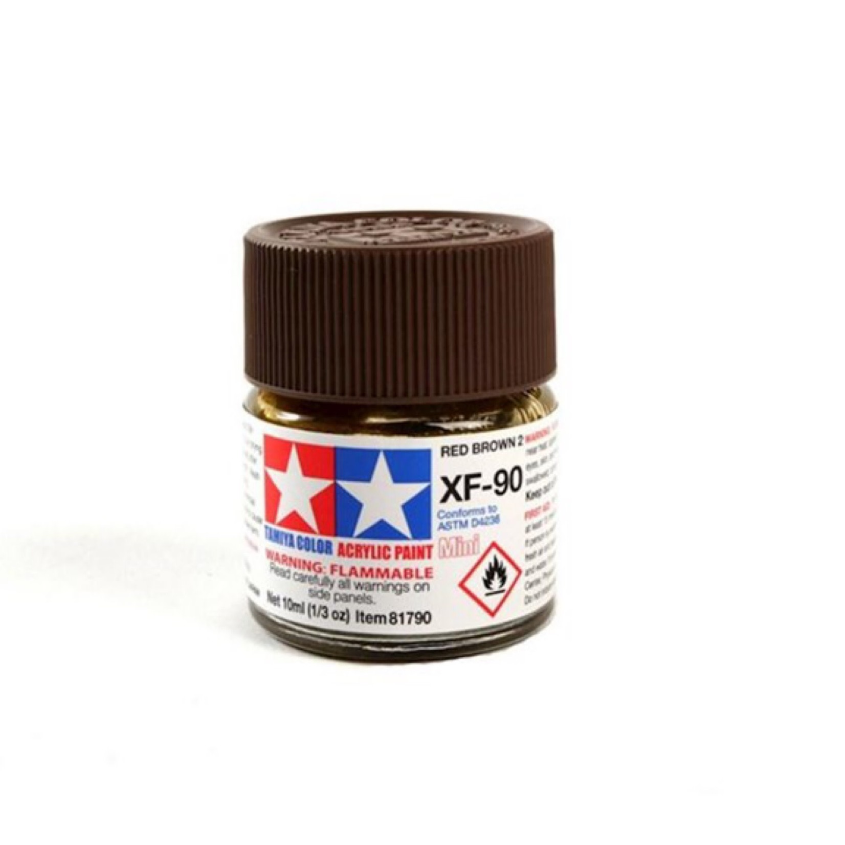 Tamiya #81790 Tamiya XF-90 Flat Red Brown 2 Acrylic Paint (10ml)