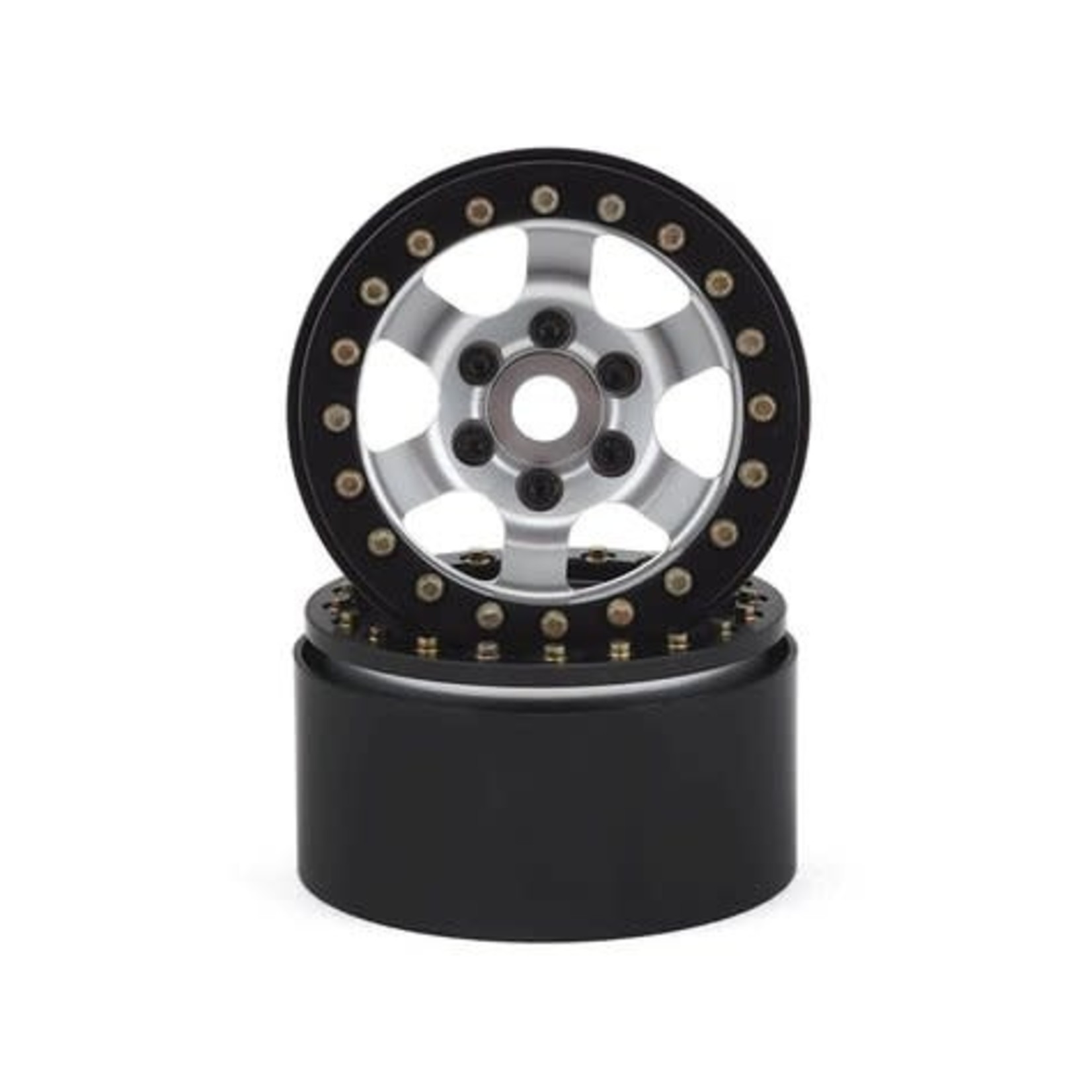 SSD RC #SSD00275 SSD RC 1.9 Rock Racer Wheels (Silver/Black) (2)