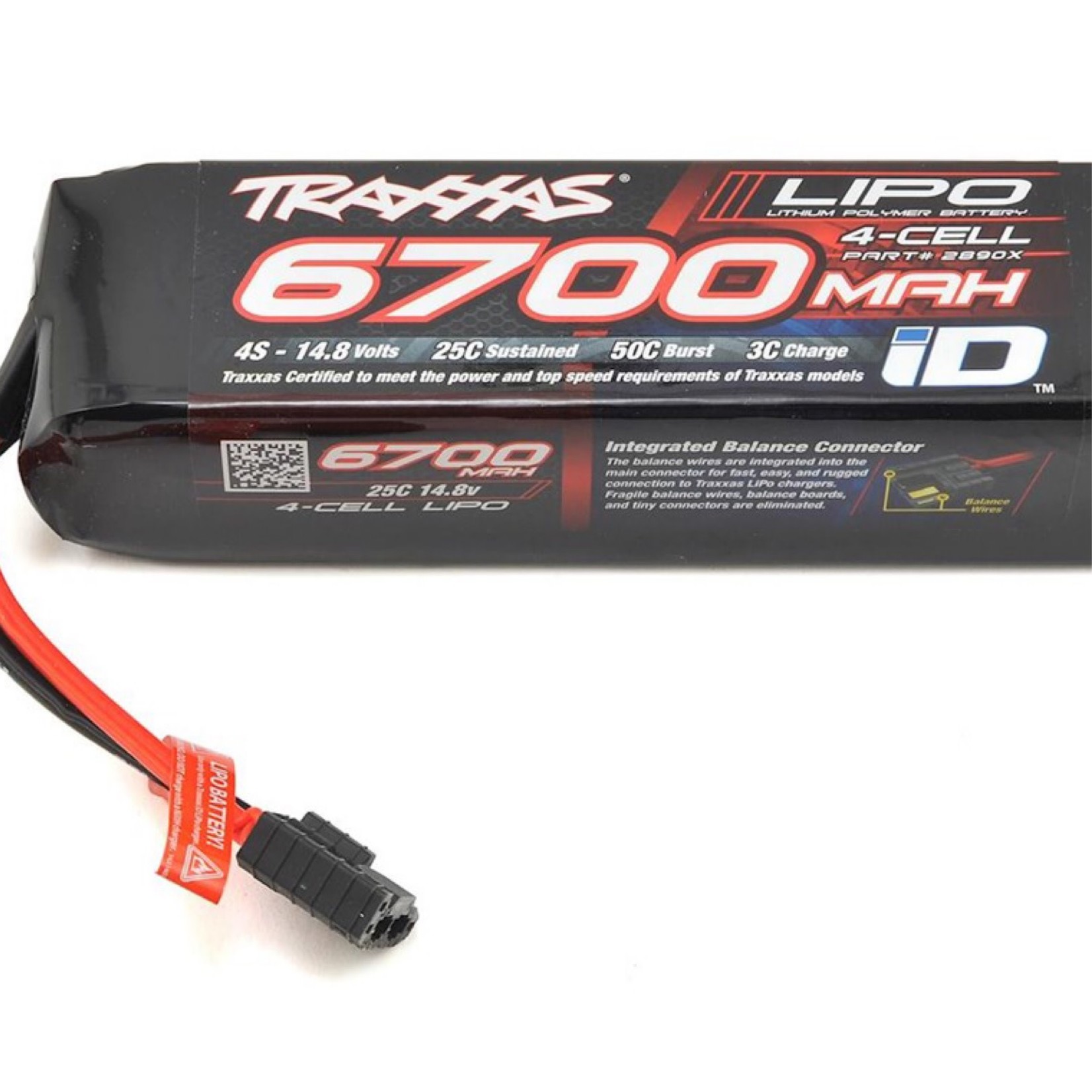 Traxxas Traxxas 4S "Power Cell" 25C LiPo Battery w/iD Traxxas Connector (14.8V/6700mAh) #2890X