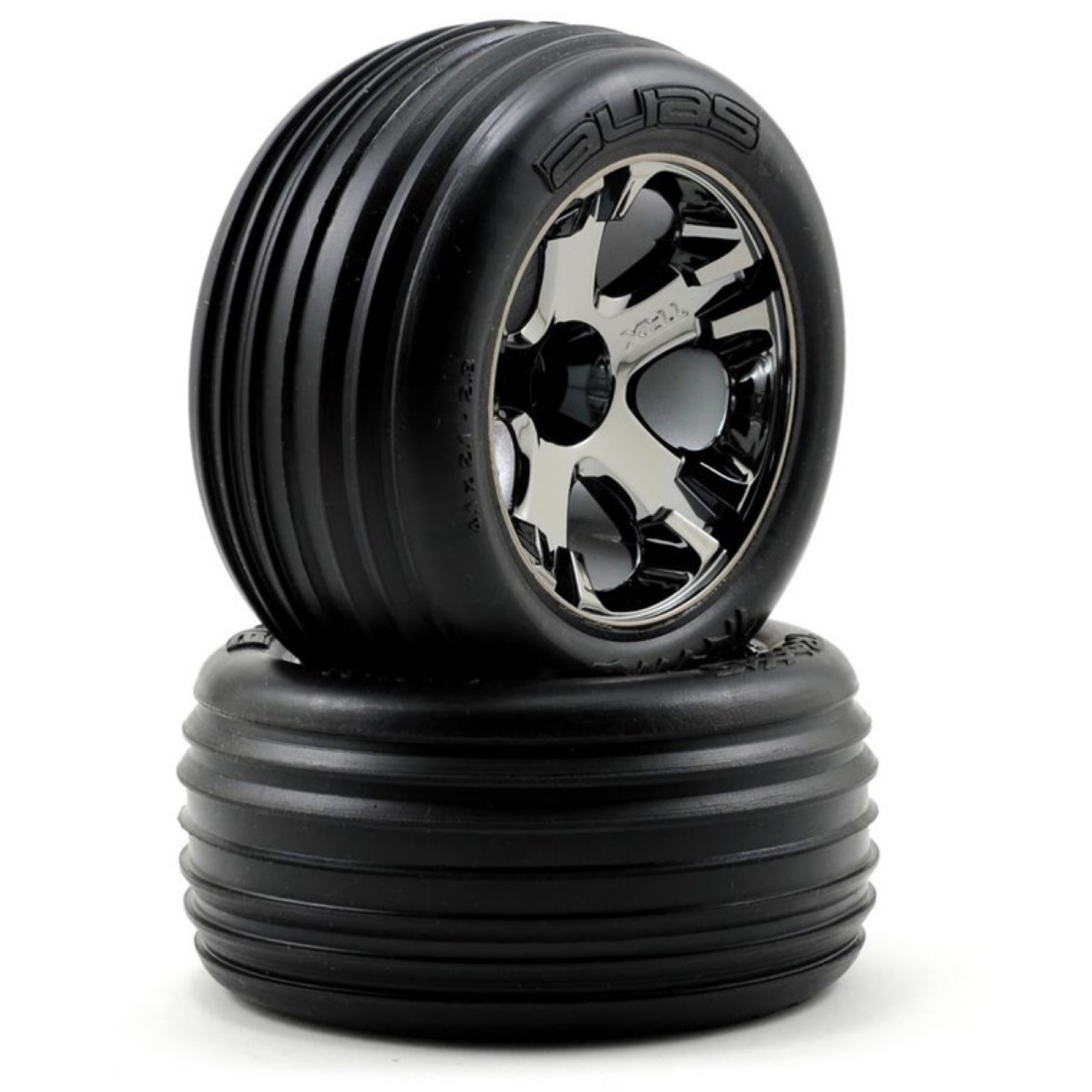 Traxxas #3771A Traxxas Alias Pre-Mounted Front Tires w/All-Star Wheels (2) (Black Chrome) (Standard)