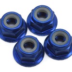 Traxxas #1747R Traxxas 4mm Aluminum Flanged Serrated Nuts (Blue) (4)