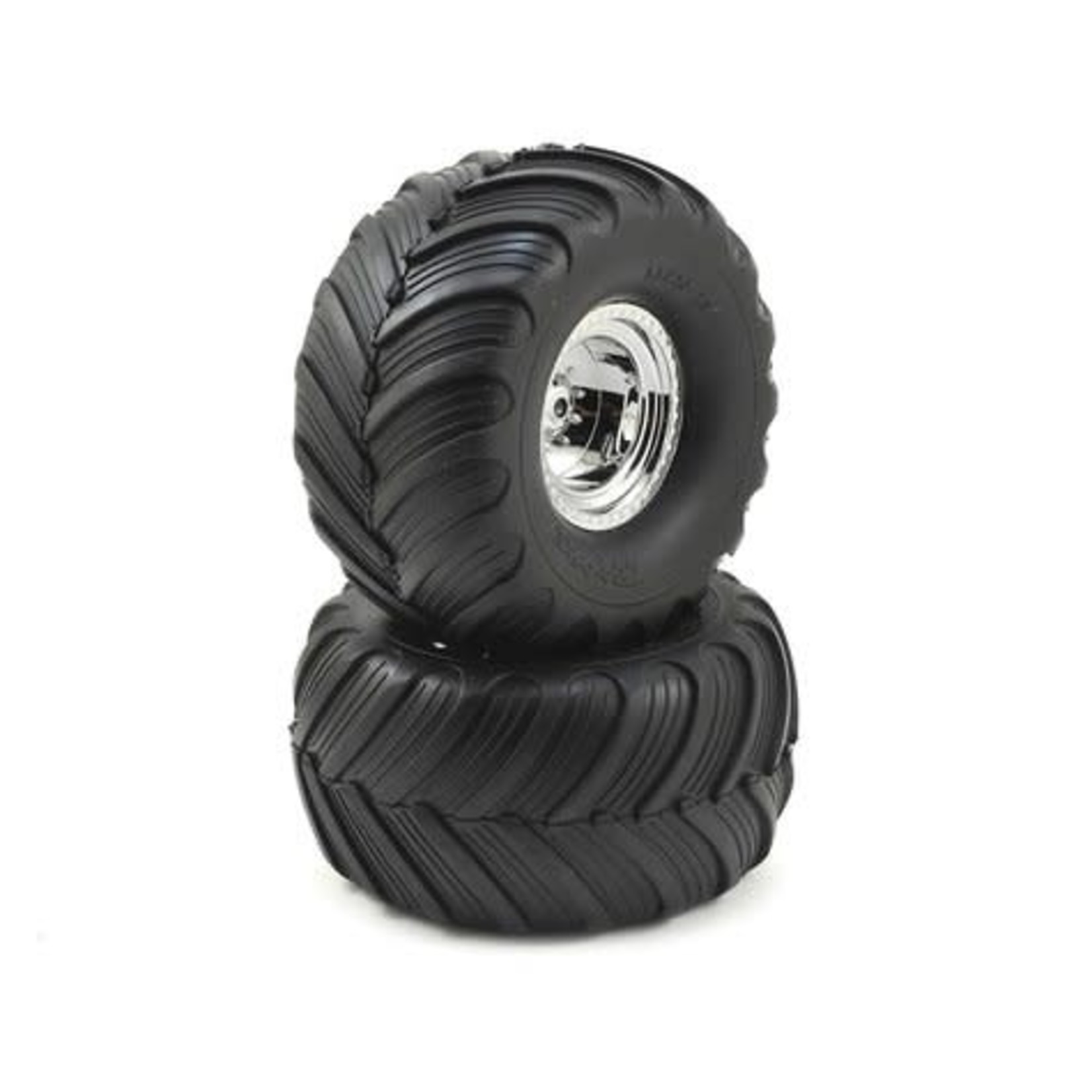 Traxxas #3663X Traxxas 12mm Hex "Bigfoot" Pre-Mounted Tires & Wheels (2) (Rear) (Chrome)