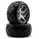 Traxxas #3773A Traxxas Anaconda Rear Tires w/All-Star Wheels (2) (Black Chrome) (Standard)