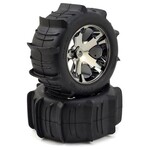 Traxxas #3776 Traxxas 2.8" Pre-Mounted Paddle Tires w/All-Star Nitro Rear Wheels (2) (Black Chrome)